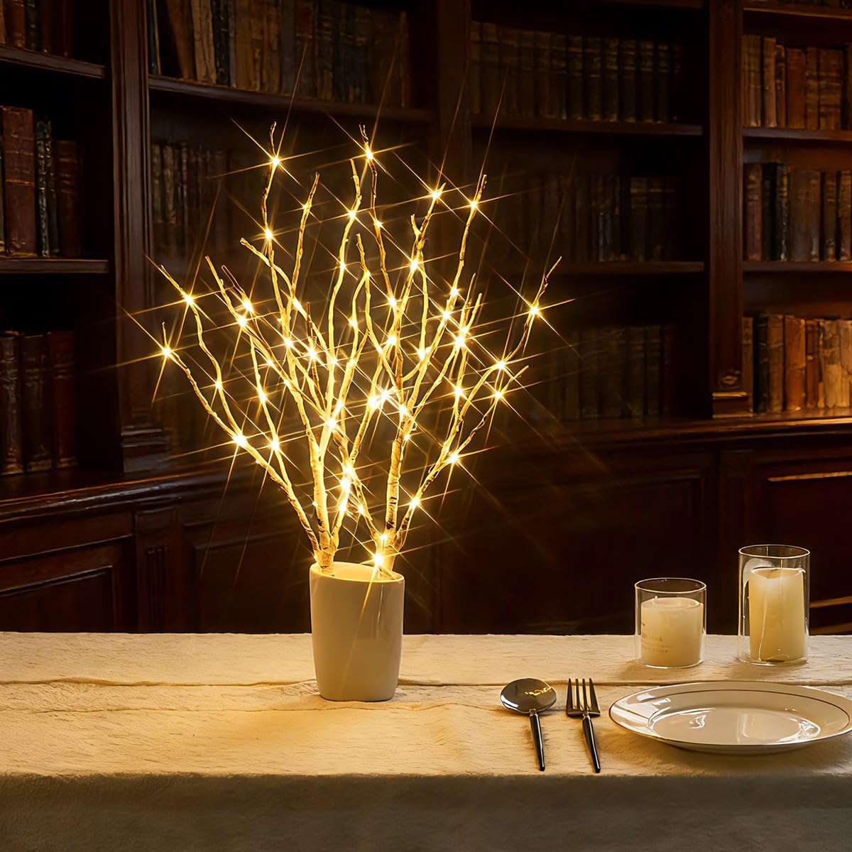 Birchlitland Lighted Birch Branches Battery Operated 18IN 70 LED 8 Function, White or Multiple Colors, Artificial Decorative Bra