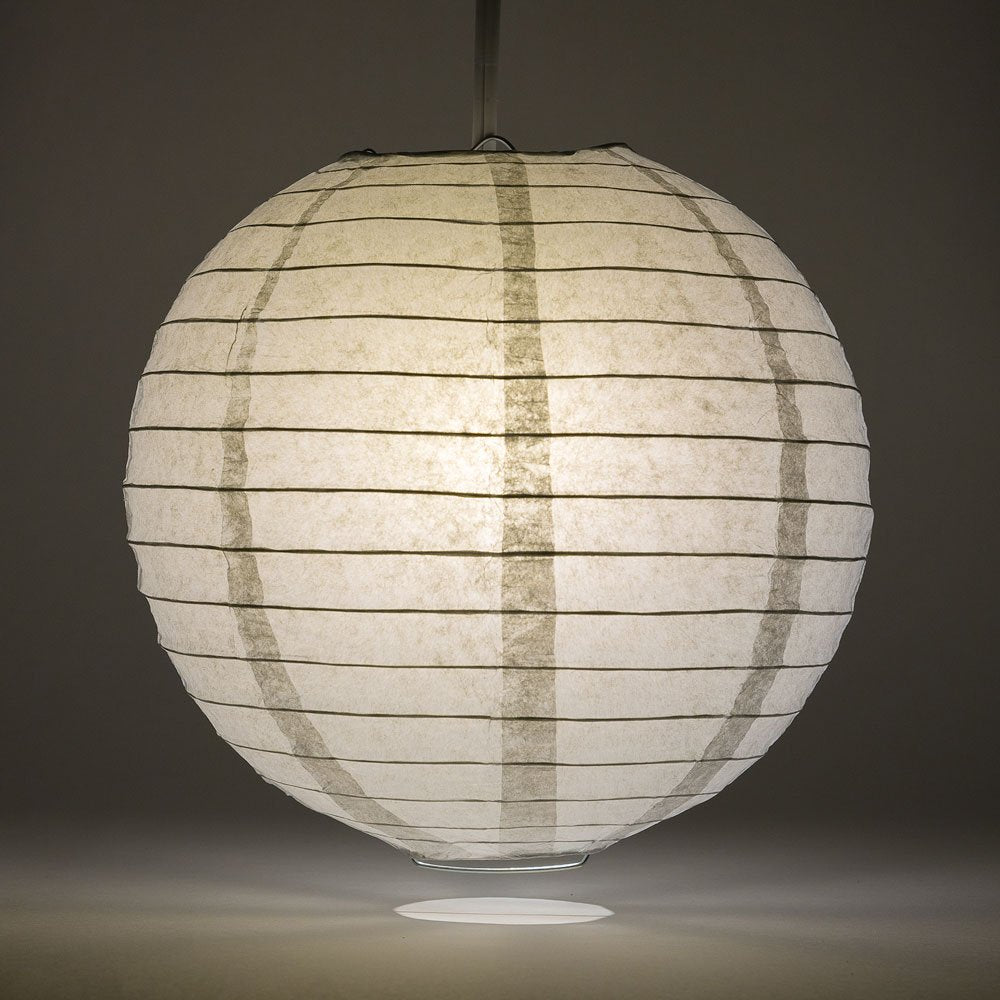 Quasimoon Paper Lanterns, 16 Inch Gray, 5-Pack, Round Paper Lanterns, Even Ribbing, Hanging Decoration