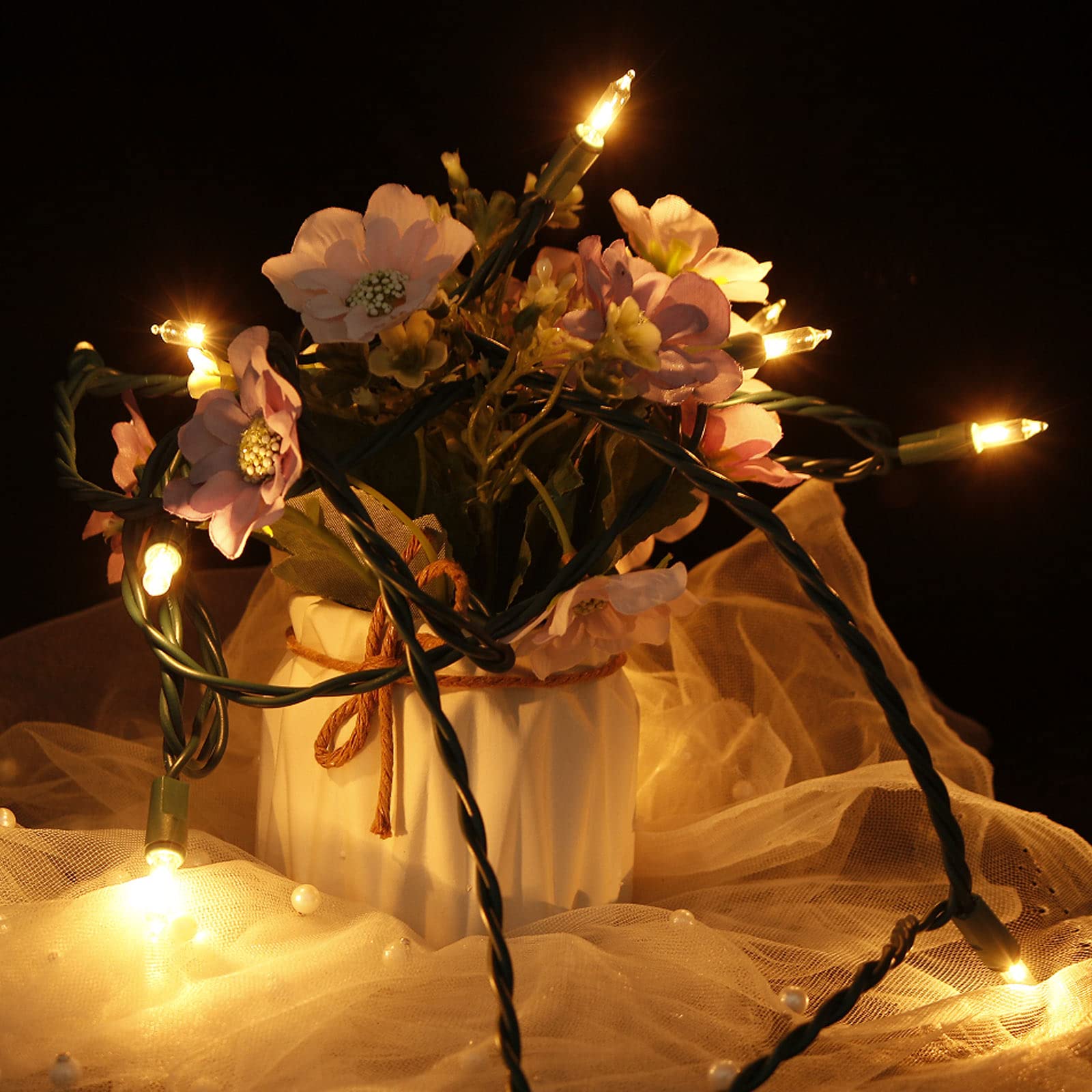 Multi-Sparking Christmas Lights 8.6Ft 10 Counts Classic Clear Incandescent Mini String Lights White Wire Warm White For Indoor A