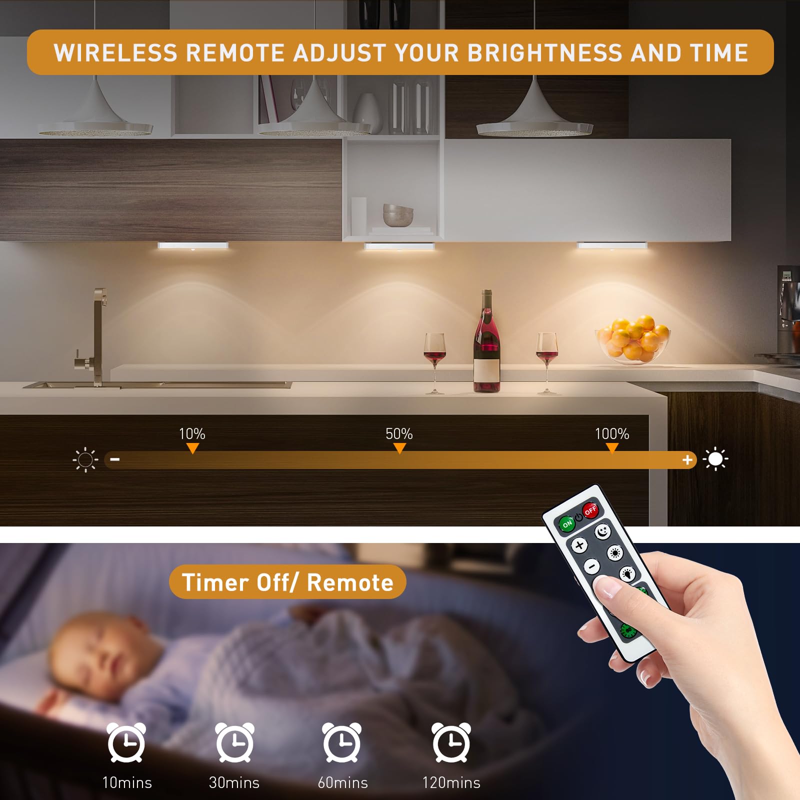 Led Closet Light, 20Leds Rechargeable Motion Sensor Under Cabinet Lighting With Remote Control, Wireless Stick-Anywhere Night Sa