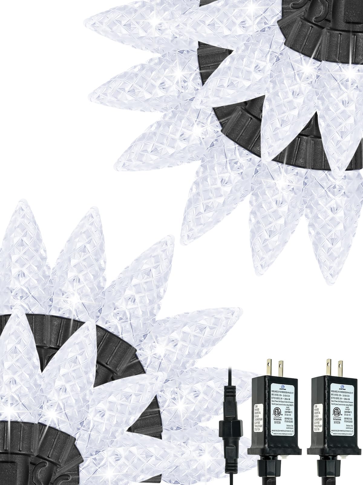 2 Pack C6 Christmas Lights Outdoor Indoor  Total 200 Led 66 Ft Connectable Christmas String Lights With Timer & 13 Modes  Waterproof Twinkle Light For Xmas Tree Party Wedding Decorations (Cool White)