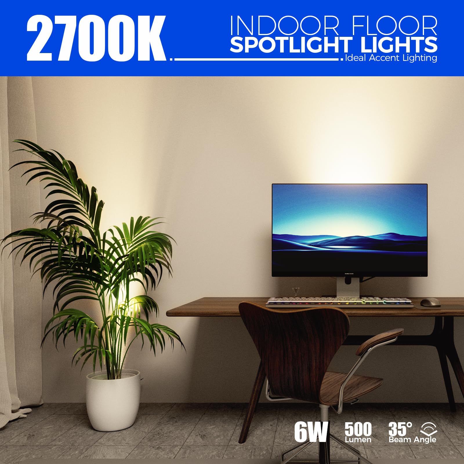 Barrina Uplighting Indoor Spotlight, 2700K E26 Bulb, 2 In 1 Detachable Tree Up Lights Floor Can Light, Spotlights For Indoor Pla