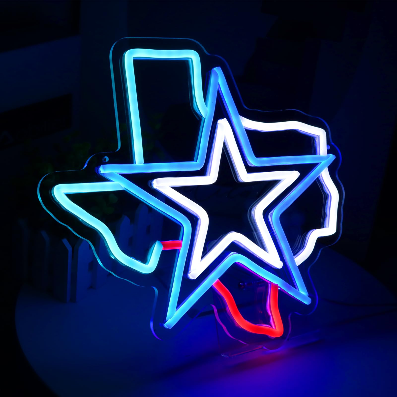 Pinlangdou Neon Sign - USB Powered Dallas Cowboys Light, Dimmable, 11x11 Inches, Red/Blue/White Acrylic Wall Art for Fans