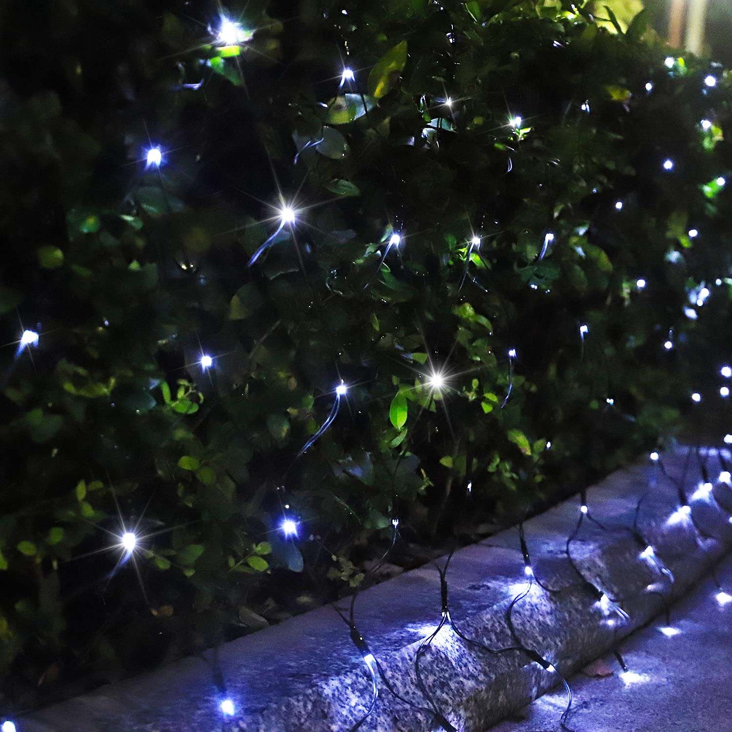 Curyidy Solar Net Lights, 200LED Waterproof String Lights, 9.8ft x 6.6ft, White, Model nl, 19 Modes for Outdoor & Holiday Decor