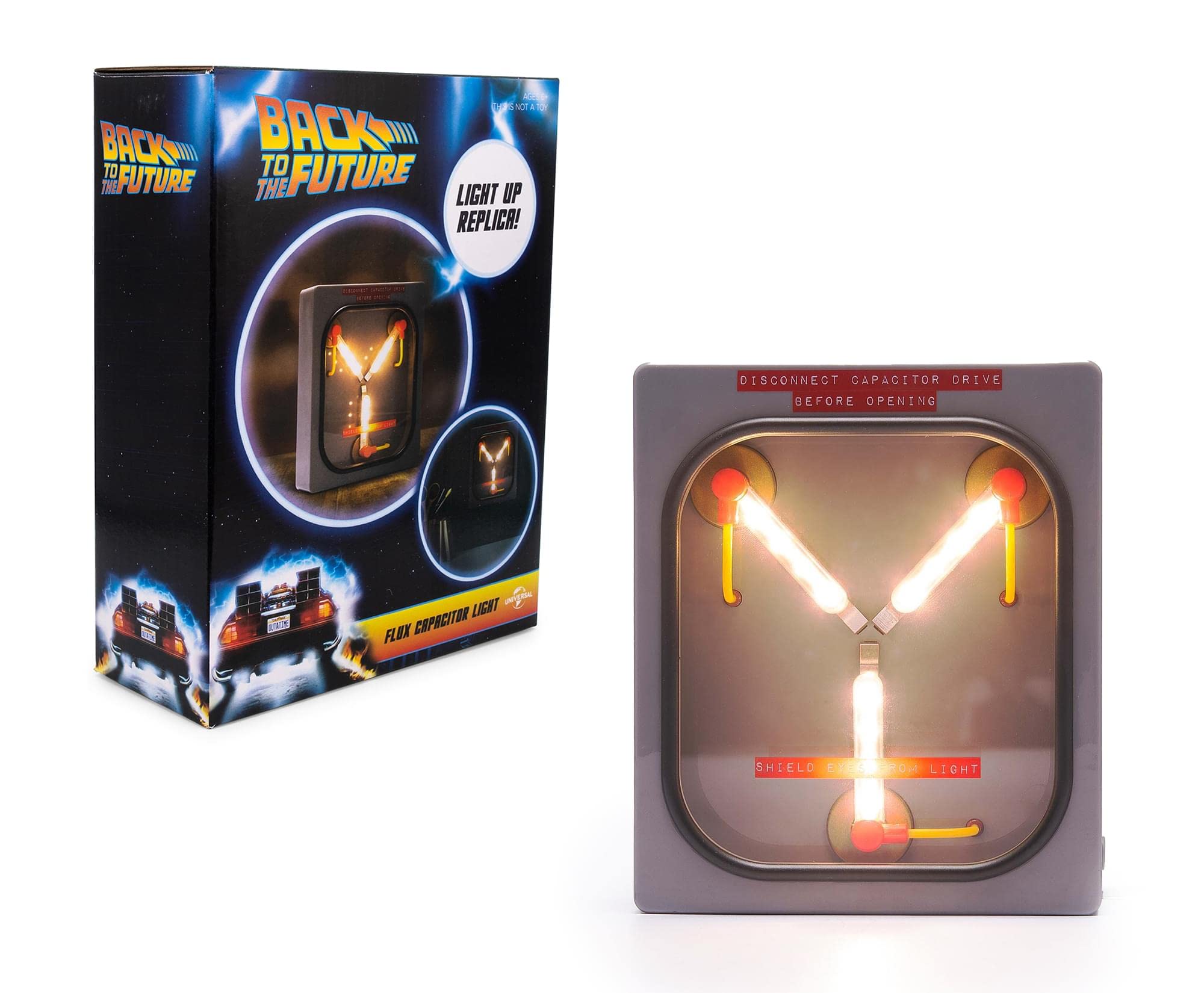 Ukonic Back to the Future Flux Capacitor Replica USB Mood Light - 6-Inch Gray LED Lamp for Bedroom, Desk, and Living Room Decor