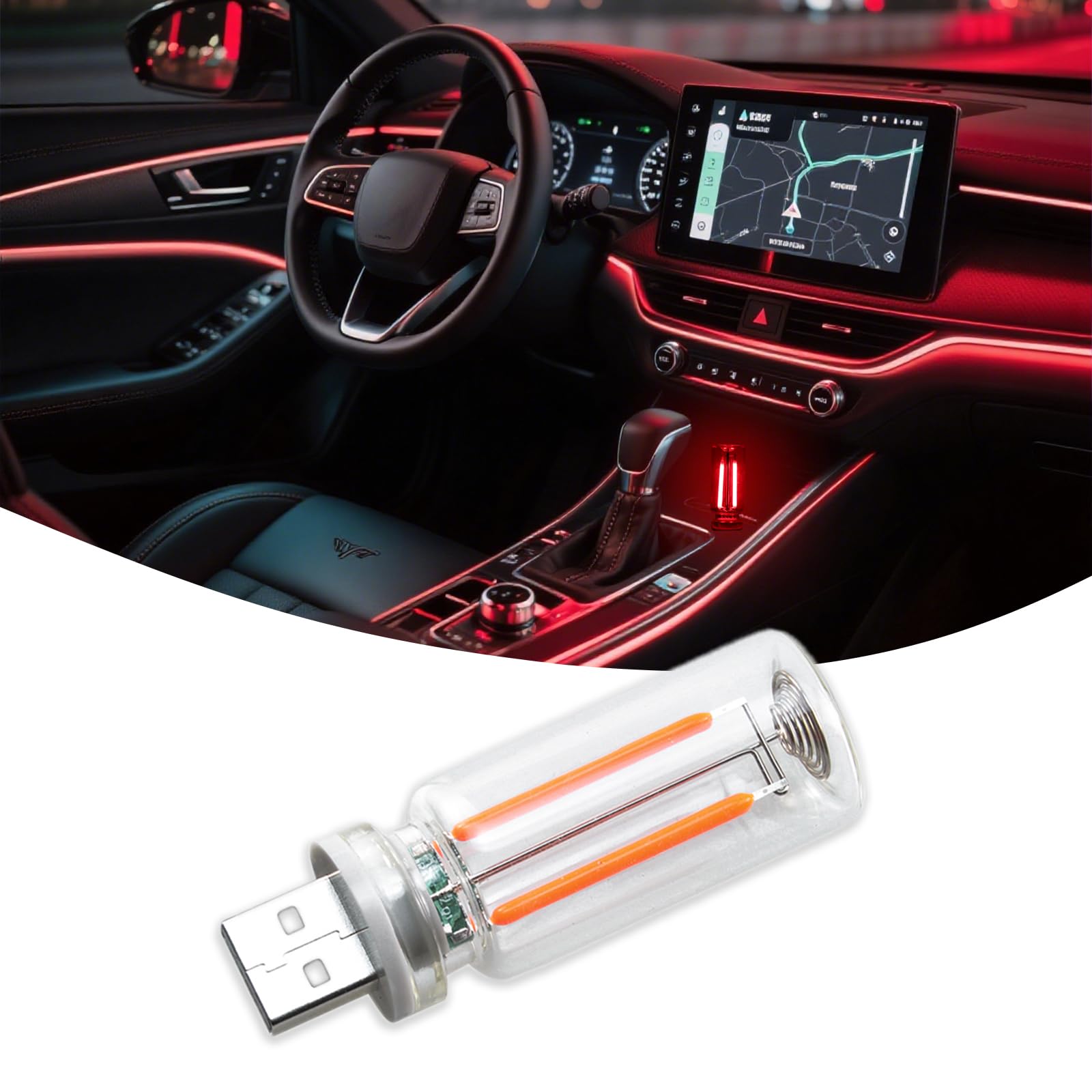 Dozyix Touch Control Retro Car USB Night Light, Touch Glass Lights, Plug in USB Cars Interior Light, Mini LED Bulb for Car, Camp