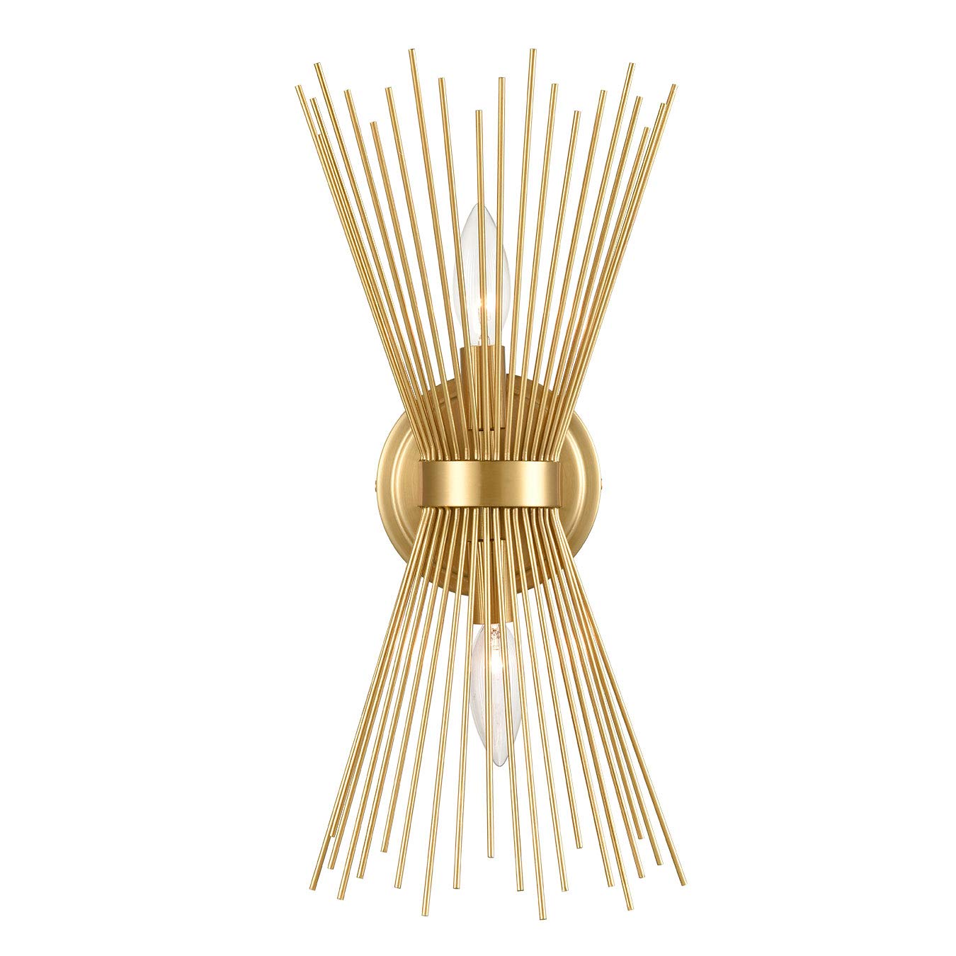 YUBOLE Brass Vanity Light Mid-Century Starburst Wall Sconce Lighting Modern 2-Light Wall Mounted Light for Bathroom Bedroom Hall