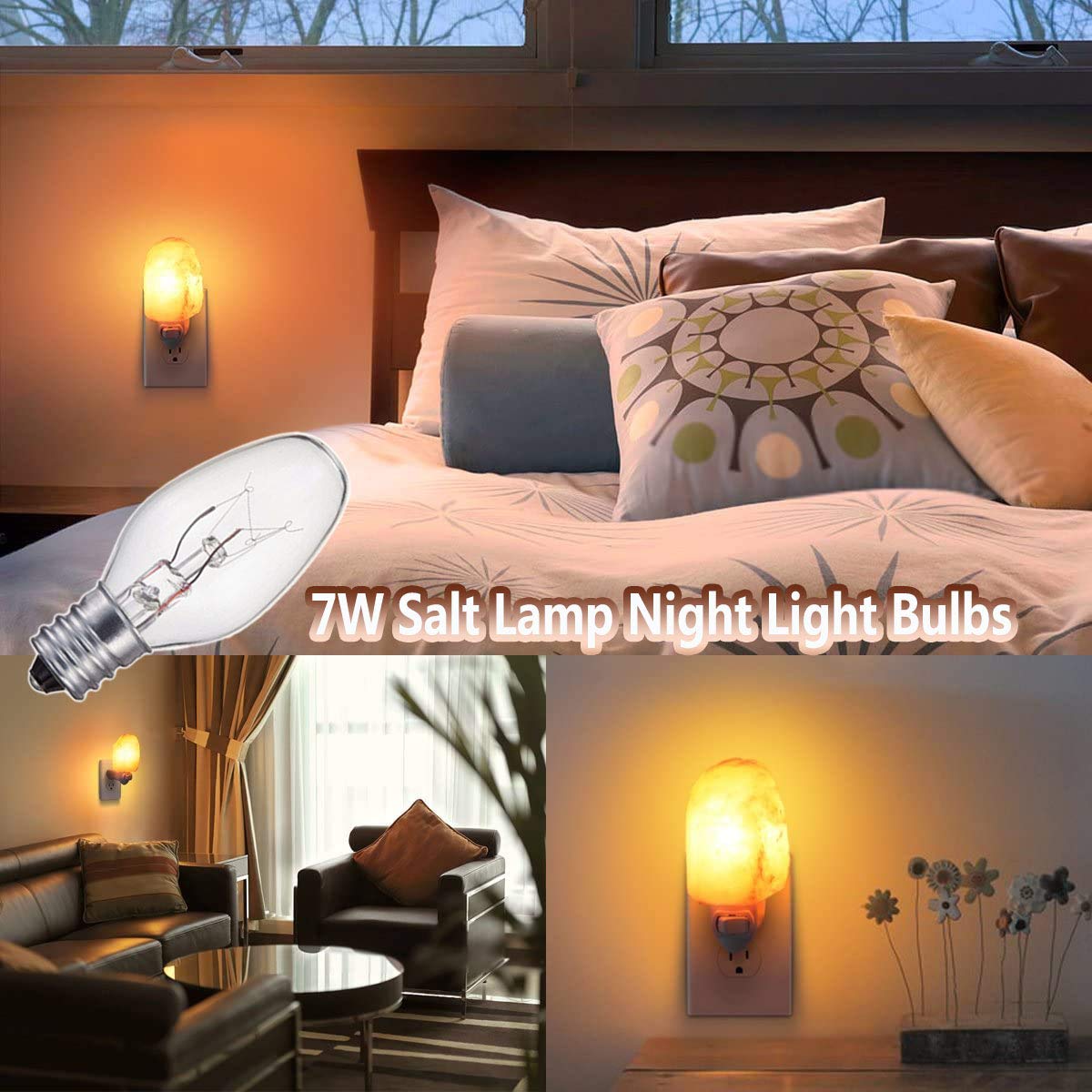 Wokhok 7 Watt Dimmable Night Light Bulbs, E12 Candelabra Base, 12 Pack, Warm White