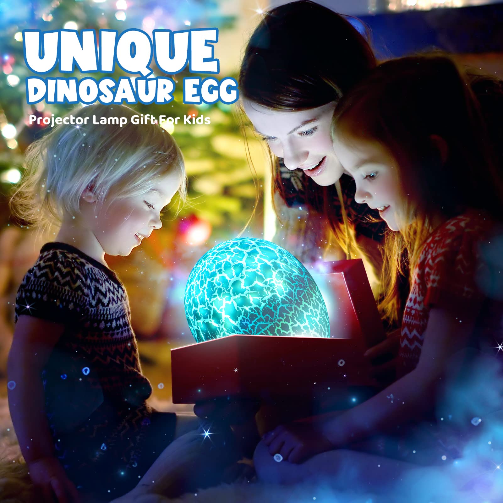 Dinosaur Egg Night Light Toys 2-In-1 Dino & Star Projector For Kids 3-5 6 7 8 9 10 Year Old Boy Girls Nights Lights Lamp Boys Easter Birthday Gifts For Kid Age 3-12