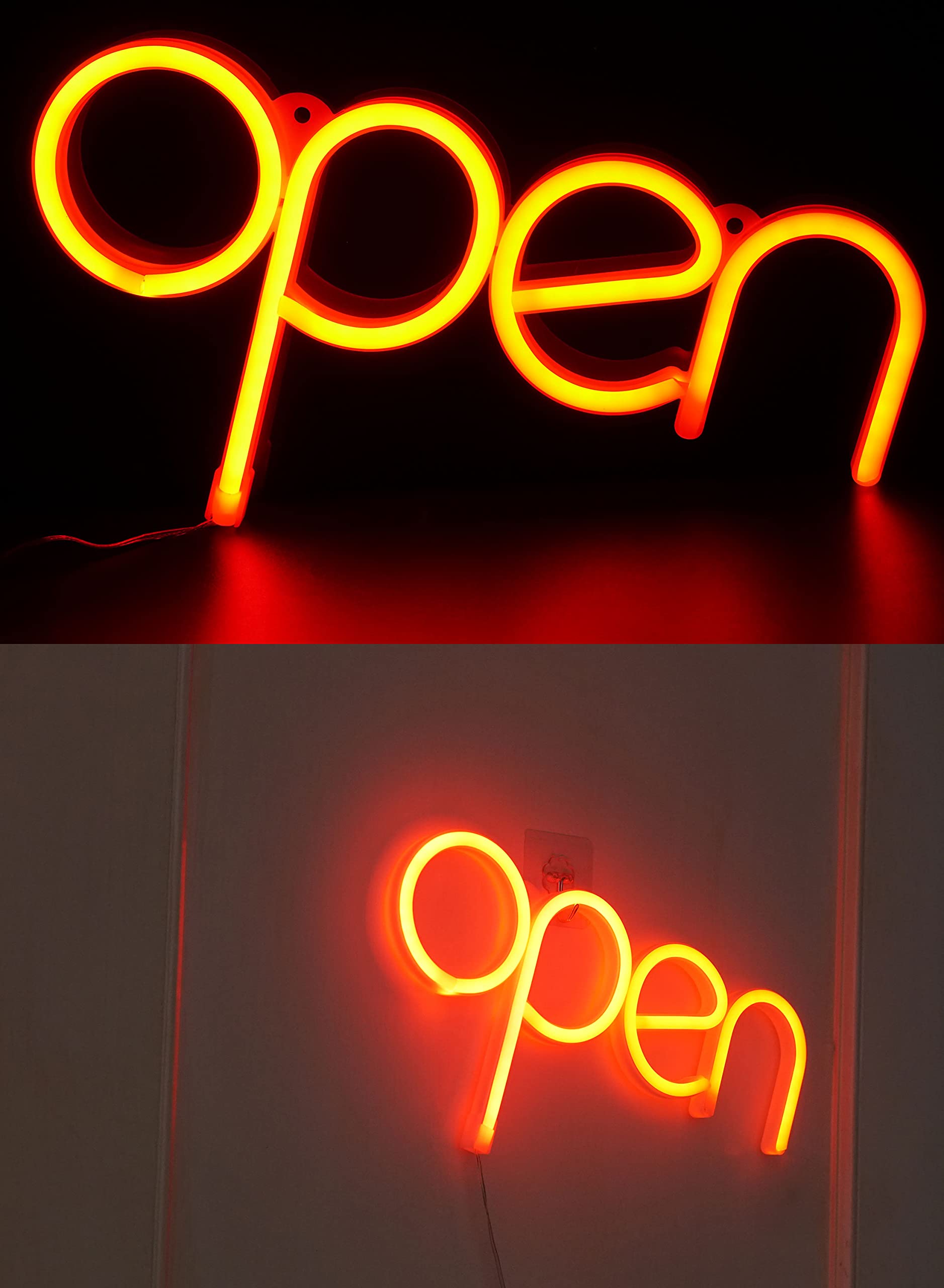 StarryMine LED Neon Open Sign, 13.8inx7.1in, USB or Battery Powered, Red, Small, for Business, Salon, Bar, Wall Decor