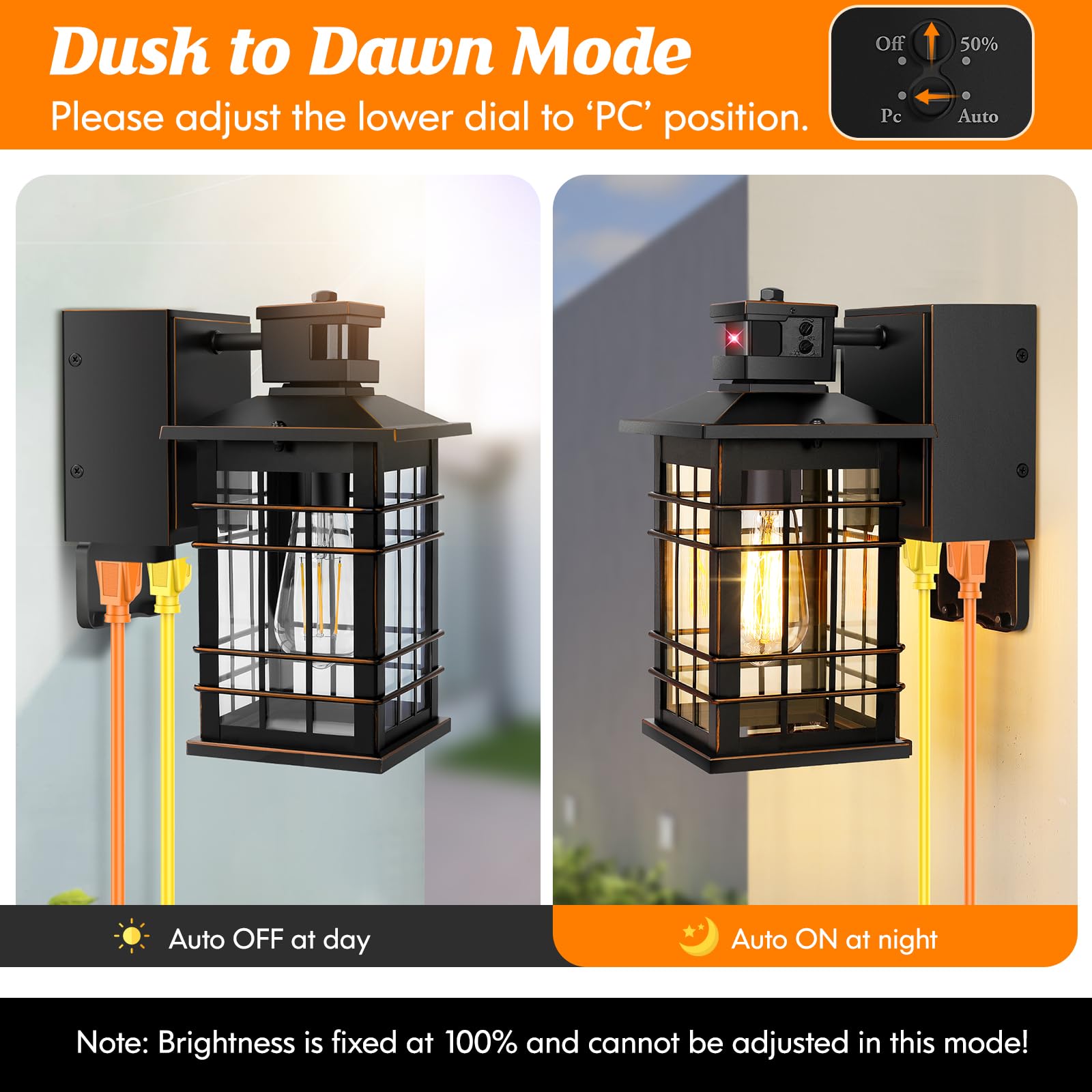 Motion Sensor Dusk Dawn Outdoor Wall Light Fixture With Gfci Outlets, Sensor Porch Light Outdoor Wall Mount Oil Rubbed Bronze, Waterproof Outside Light For House Front Doorway Patio, 3 Lighting Mode