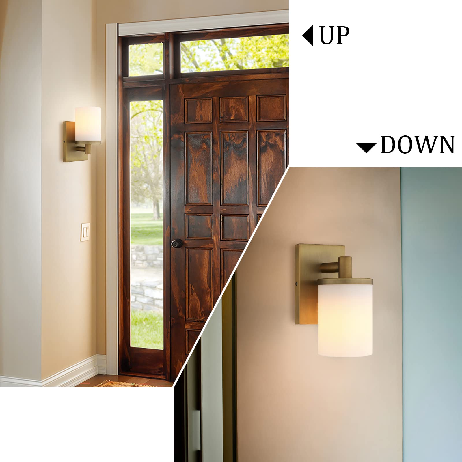 Pathson Vintage Wall Light, Industrial Bathroom Vanity Sconce, Frosted Glass, Antique Finish, Model XLYT1003-D