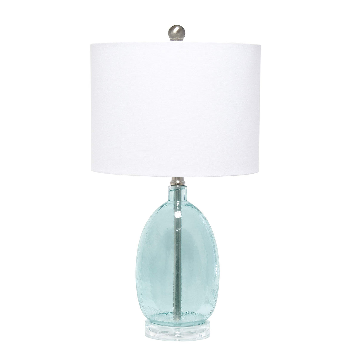 Elegant Designs Clear Blue Glass Table Lamp - 22&quot; Transparent Ellipse Lighting Fixture