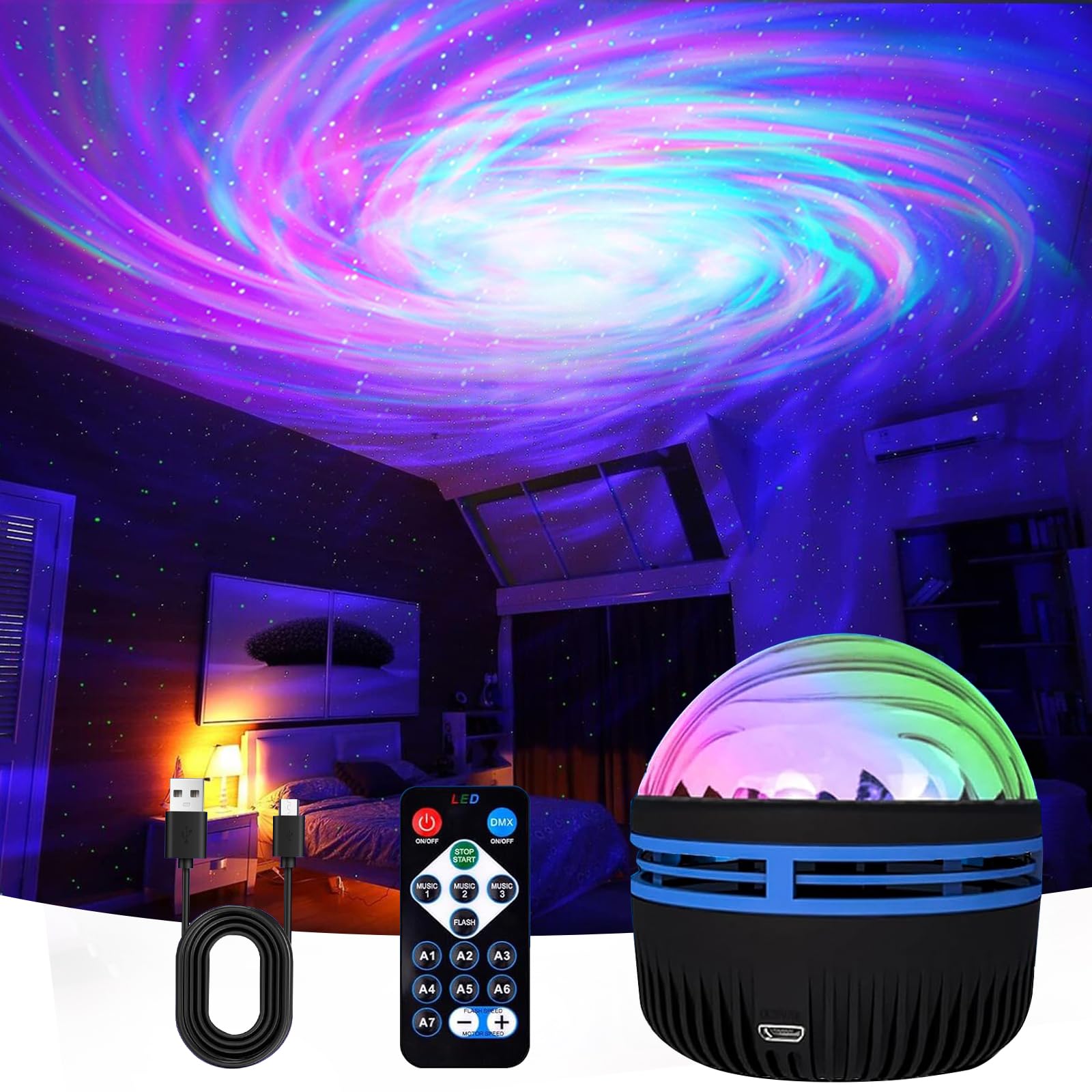 Maxrock Galaxy Projector Black Hole Projector With Remote Control For mature-themeds Bedroom Decoration  Party  Nebula Lamp Night Light For Kid Gifts