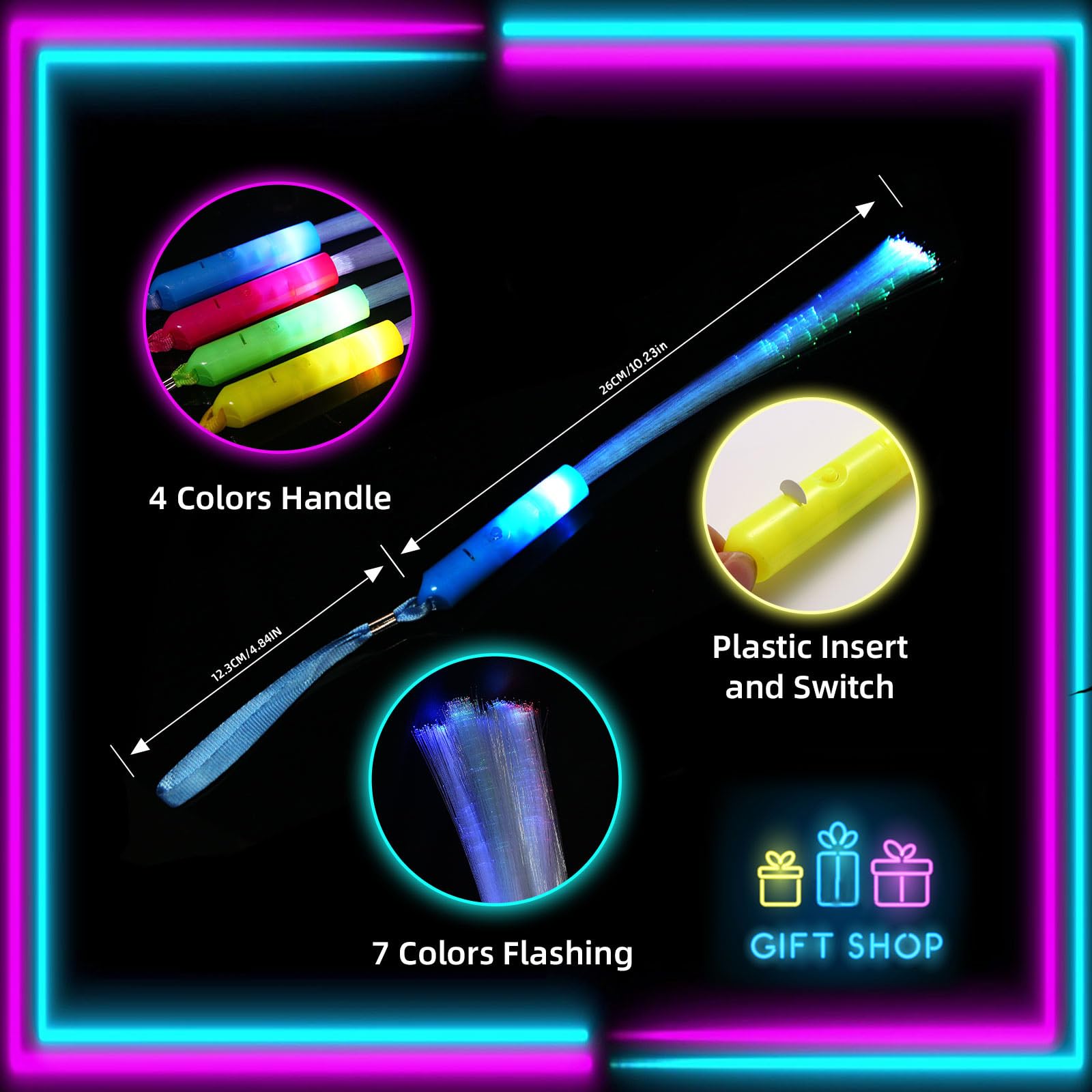 Bouquw 50 Pack Glow Sticks Mardi Gras Party Supplies ,3 Models Flashing Sticks, Fiber Optic Wands Light Up Sticks Fit New Years