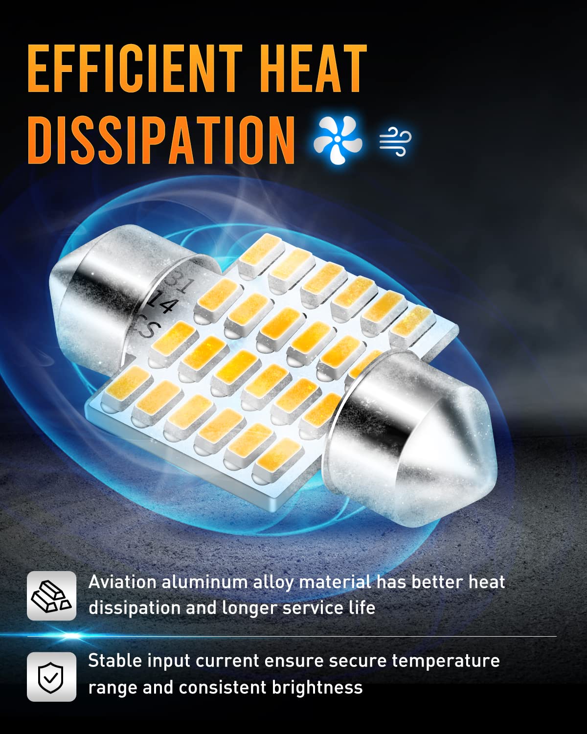 LUYED DE3175 LED Bulbs Warm White Canbus Error Free 1.25 inches DE3021 DE3022 3175 LED Bulbs for Interior Map Dome Lights and Li