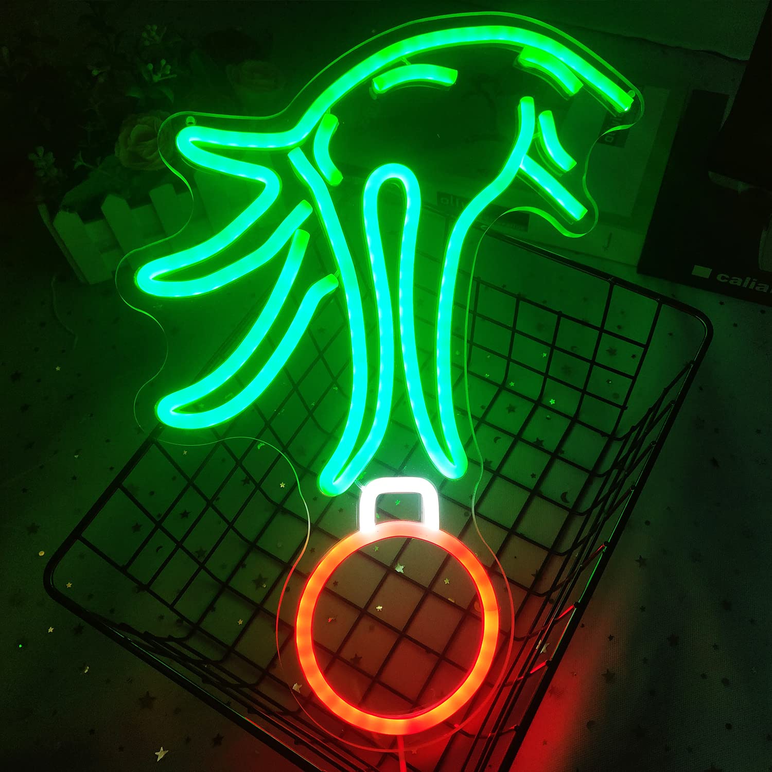 Gmmllg Dimmable Christmas Neon Sign - Green Led Light For Bedroom, Kids Room, Xmas Party Decor