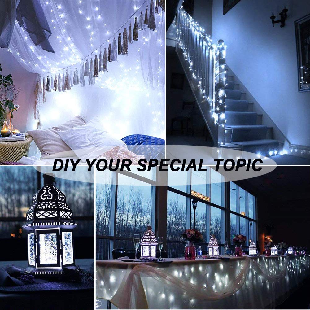 Mumuxi Fairy Lights With Remote Control [Set Of 4], 33 Ft 100 Led Battery Operated String Lights | Waterproof & Ideal For Outdoor And Indoor Led Christmas Halloween Lights Battery Powered, Cool White