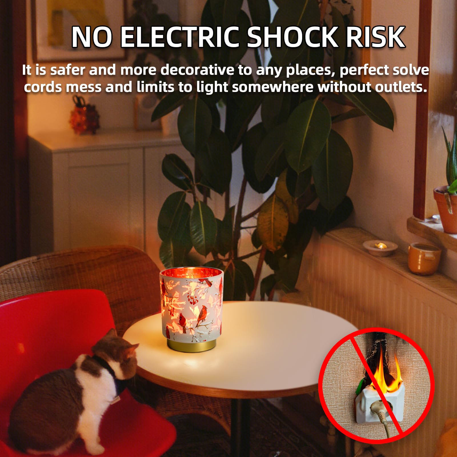 7'' Battery Operated Lamp Timer, Decorative Cordless Table Lamps For Area No Plug, Battery Powered Accent Lamp For Kitchen/Entry