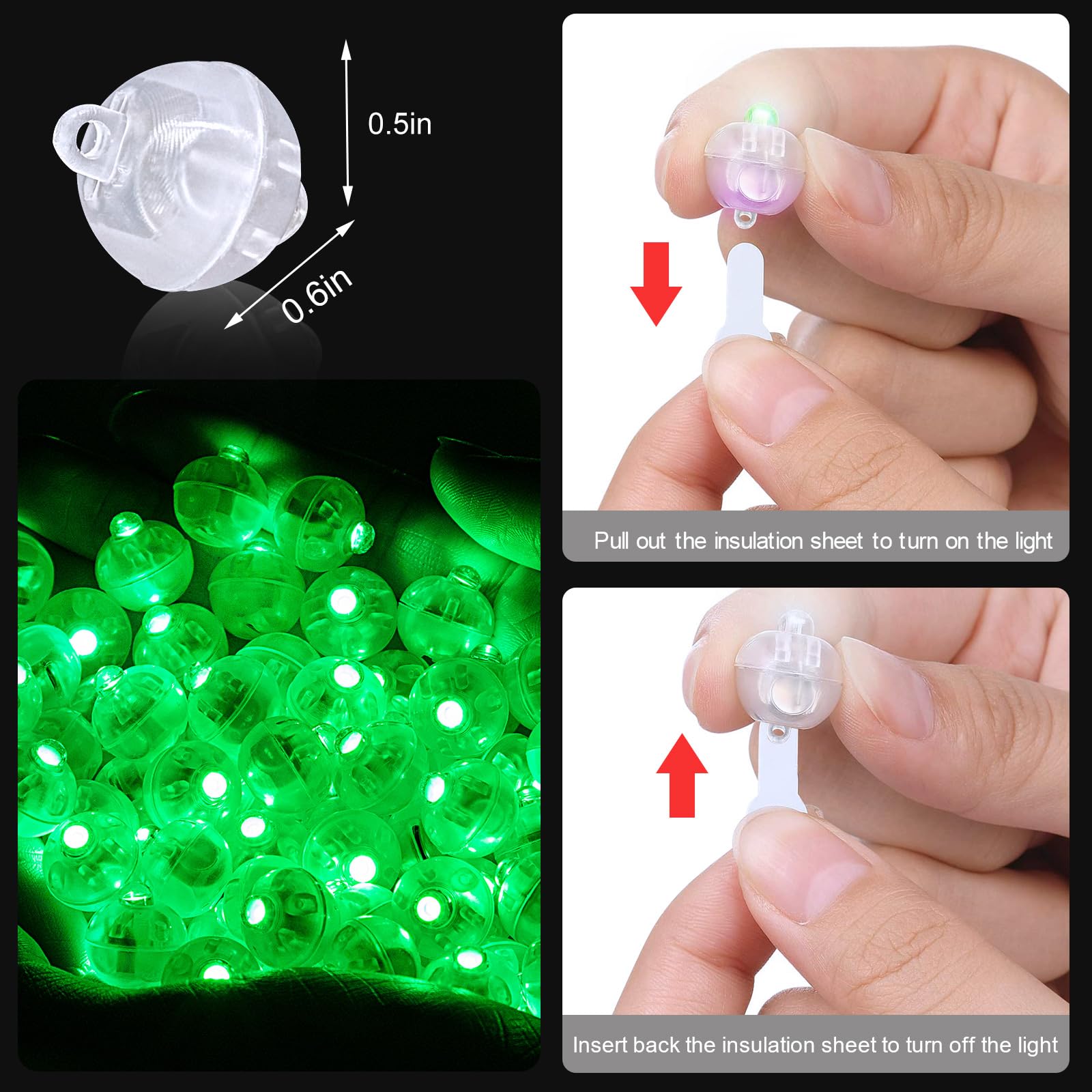 Pozzolanas 50PCs Mini LED Lights, Waterproof Green Blinking Party Decorations, Plastic Twinkle Lights, Model 23QQD