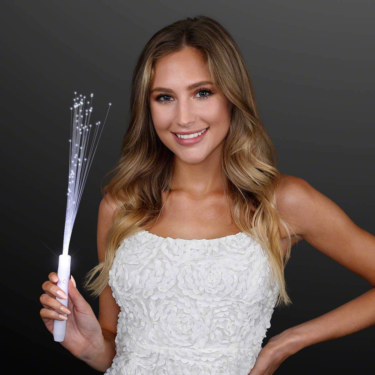 Flashingblinkylights White Light Up Stick Fiber Optic Wand (Set Of 12) Led Sparklers