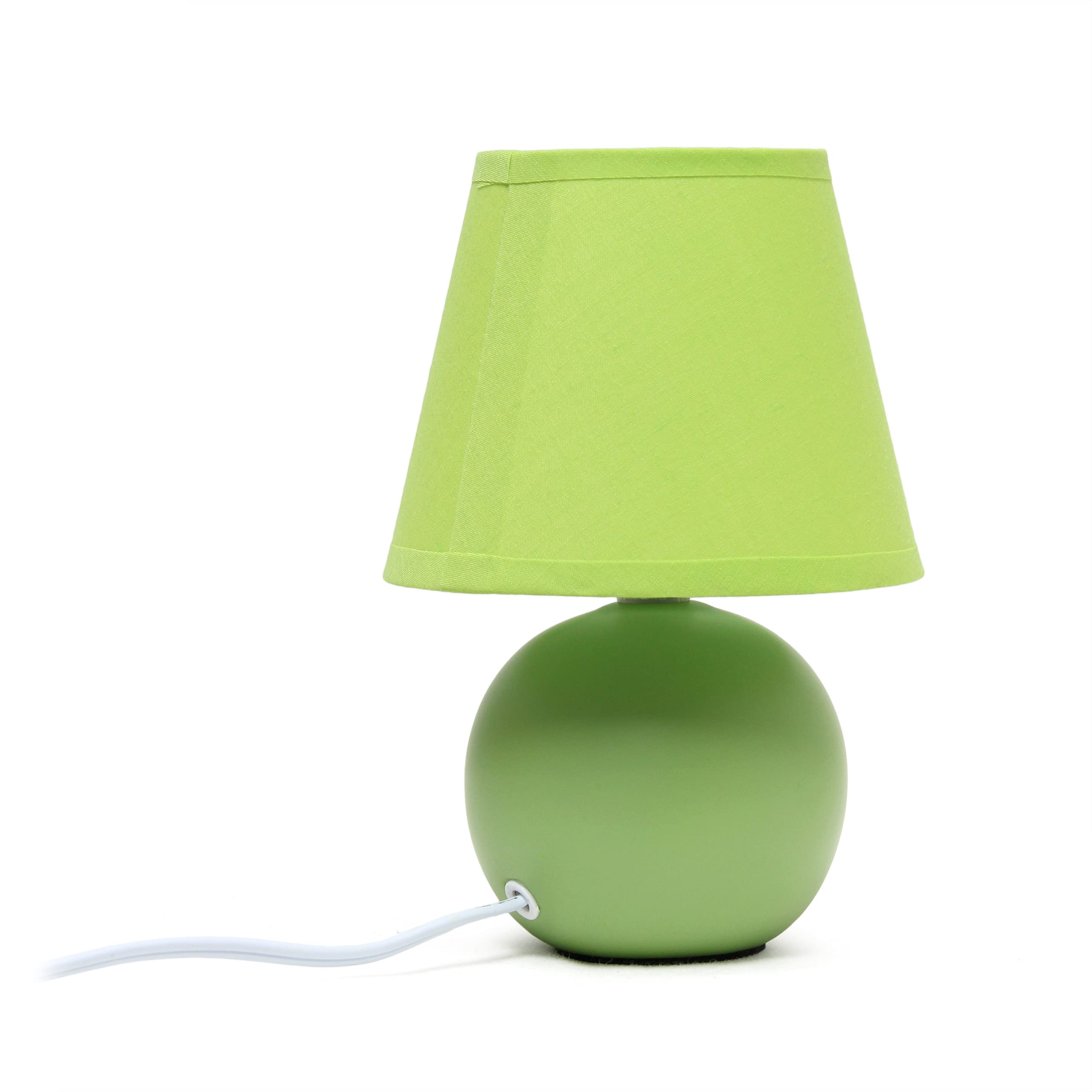 Simple Designs Lt2008-Grn-2Pk Mini Ceramic Globe Table Lamp 2 Pack Set With Matching Fabric Shade, Green