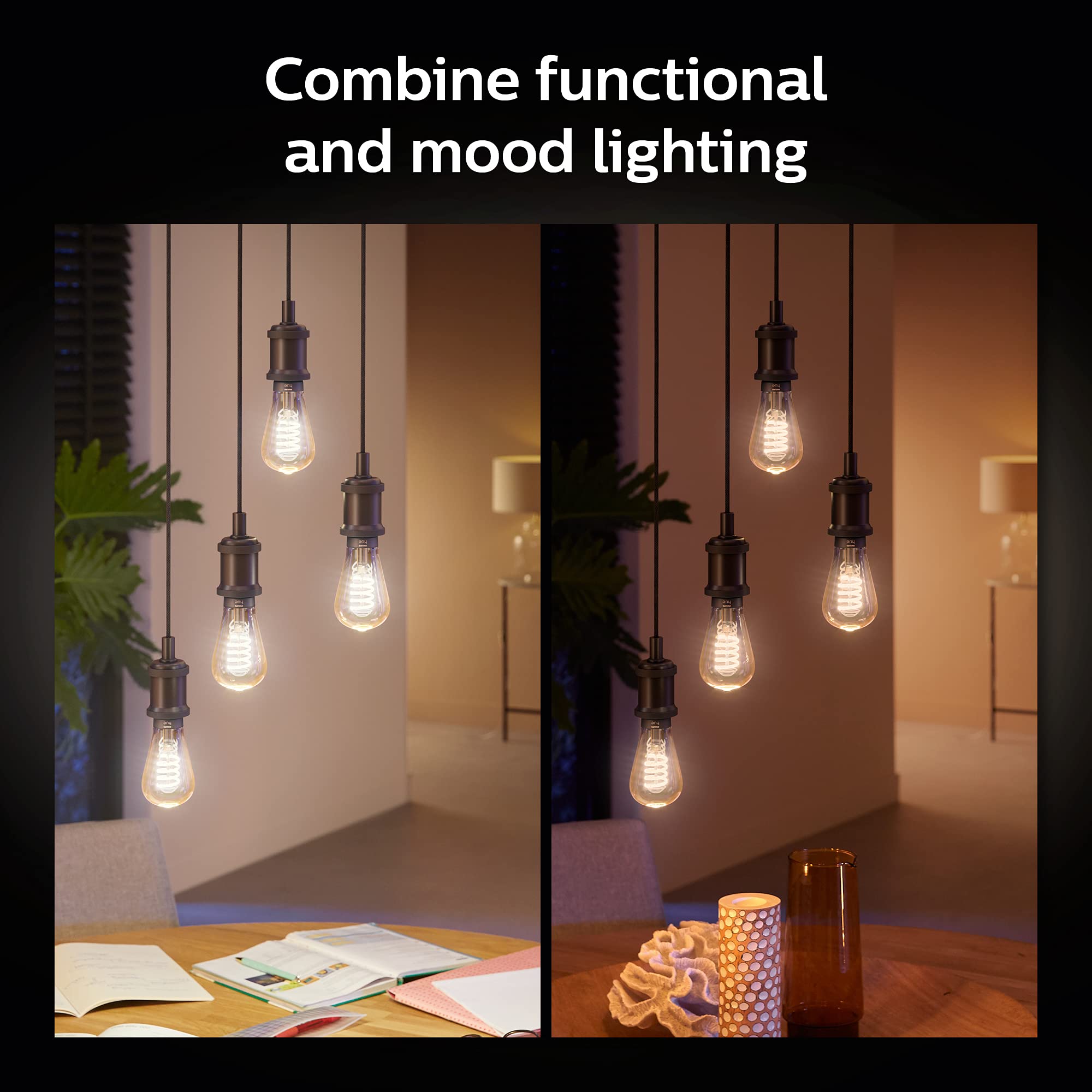 Philips Hue White Ambiance Smart Filament Bulb, Dimmable LED, 2 Count, Warm-White to Cool-White, Bluetooth, Voice Activated, Model R2563908