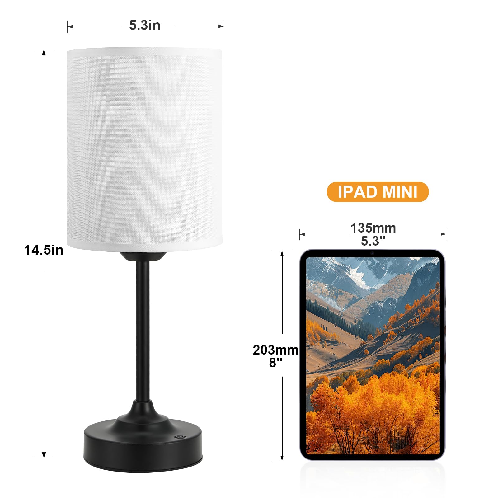 Touch Control Cordlss Table Lamp  Usb-C Rechargeable Lamp With Stepless Dimming  4000Mah Battery Operated Bedside Lamp For Bedroom  Living Room  Night Light & Emergency Lighting  Black  2 Pack