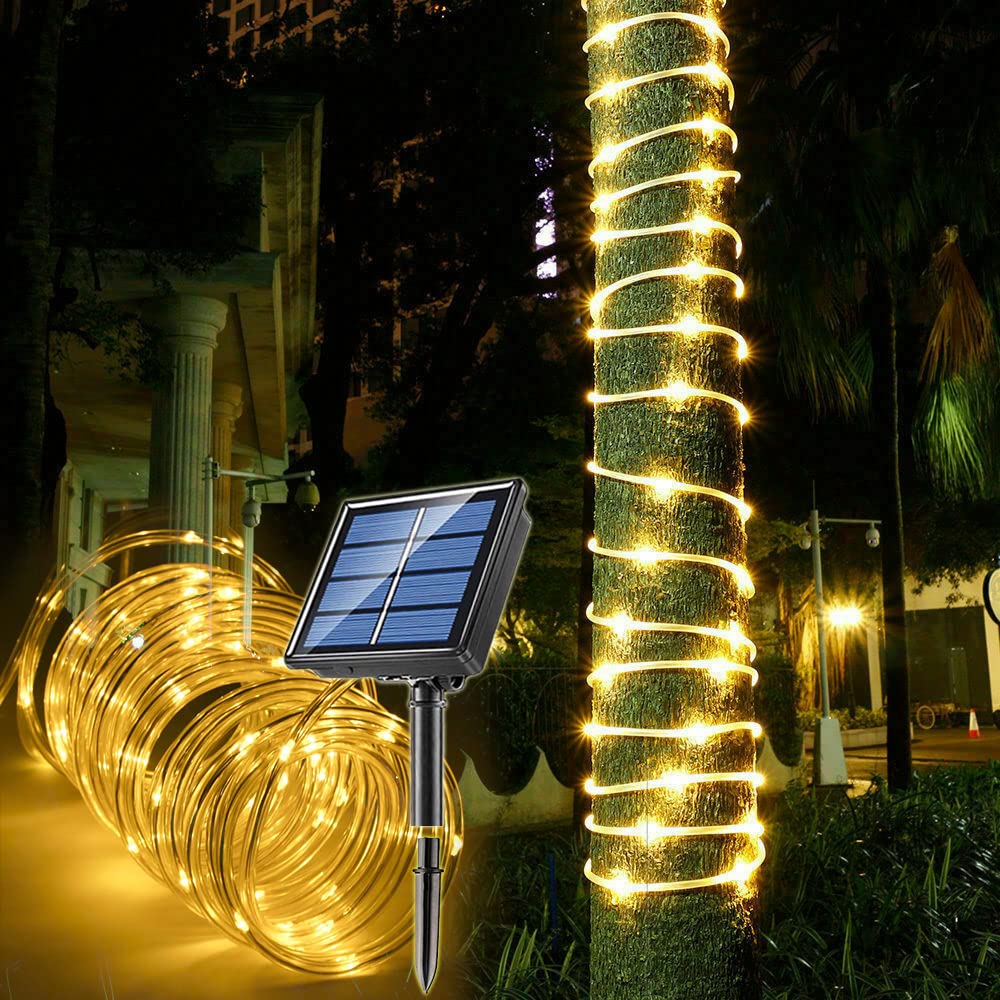 Lairtpow 39Ft Solar Rope Light, 100 Leds, Waterproof Ip65, Warm White For Outdoor Decoration