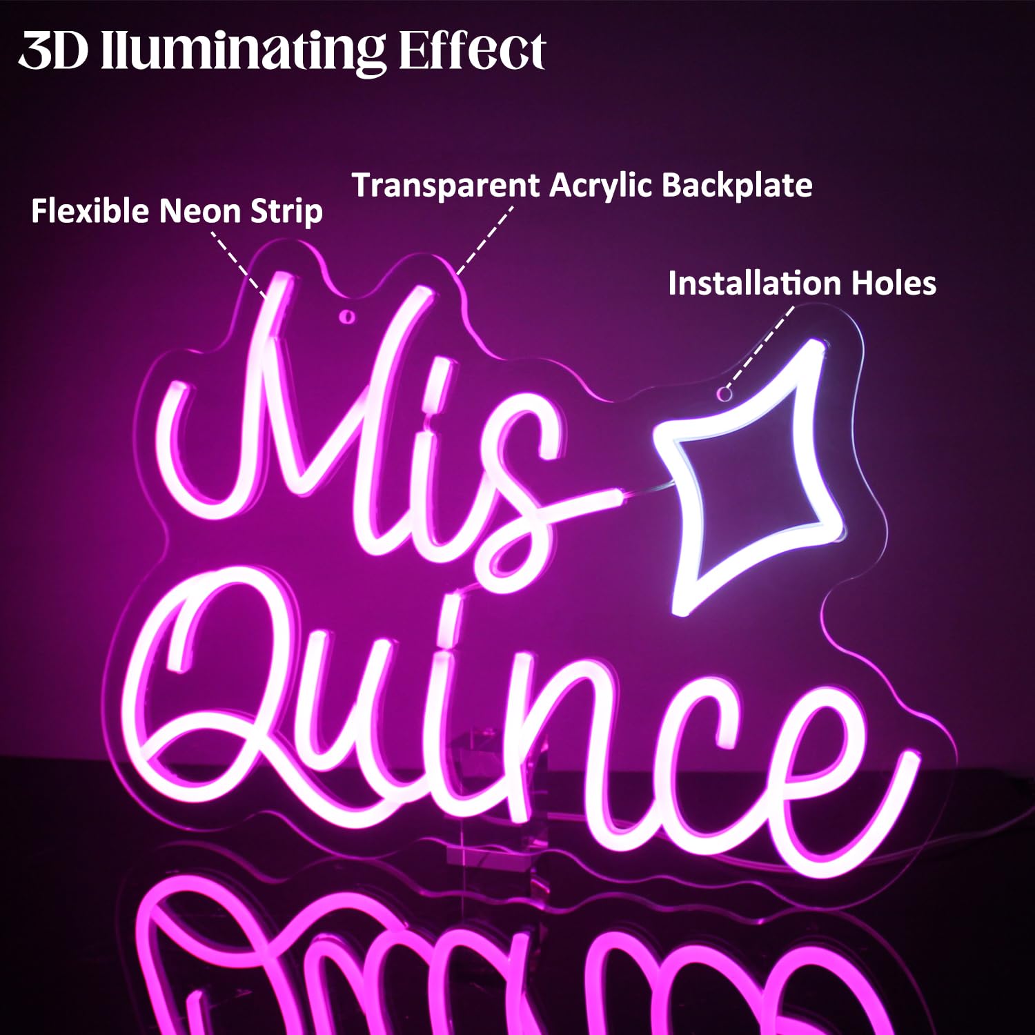 Led Quince Sign Mis Quince Neon Sign Happy 15th Birthday Neon Signs for Wall Sweet 15 ...