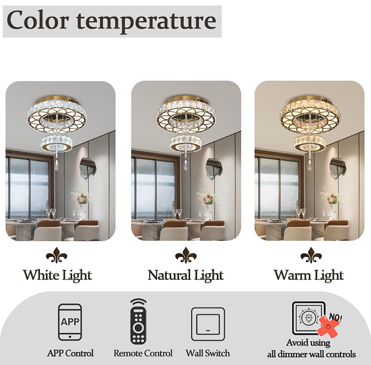 Flashing God Dia 12'' Crystal Mini Chandelier Crystal Gold Ceiling Light Fixtures Led Flush Mount Ceiling Light For Living Room