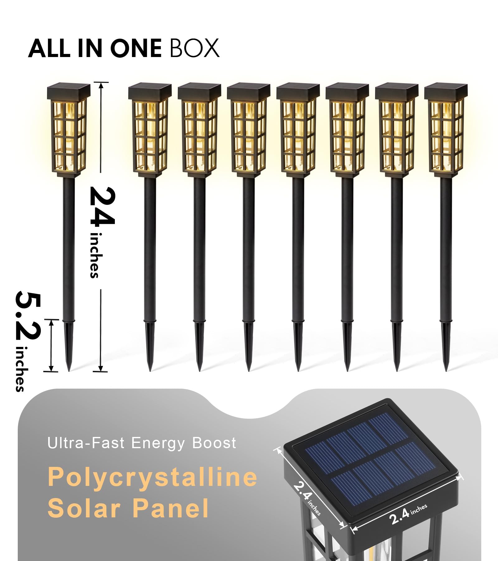 Pasamic Solar Pathway Lights Outdoor8 Pack Solar Pathway Lights, Led Solar Lights Outdoor, Ip65 Waterproof Outdoor Solar, Landsc