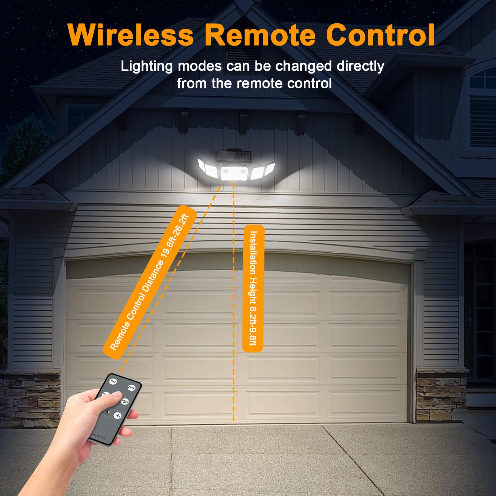 Onforu 6000LM Solar Security Lights, 5 Heads with Remote, IP65 Waterproof, Motion Sensor, Black, Model BDTYC10AS-5, 2 Pack