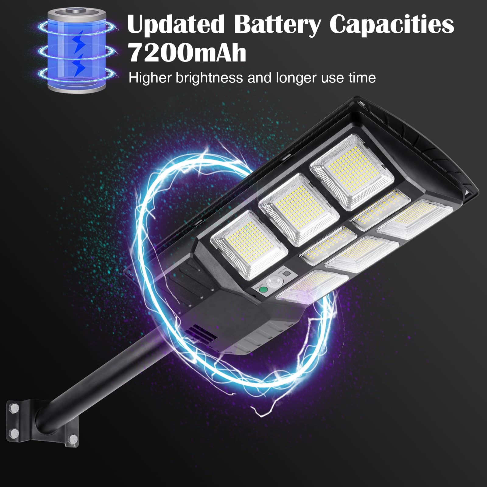 Zjojo 2800W Solar Street Lights Outdoor Waterproof, 30000Lm 728 Leds Solar Lights Outdoor Dusk To Dawn, 6500K Commercial Parking