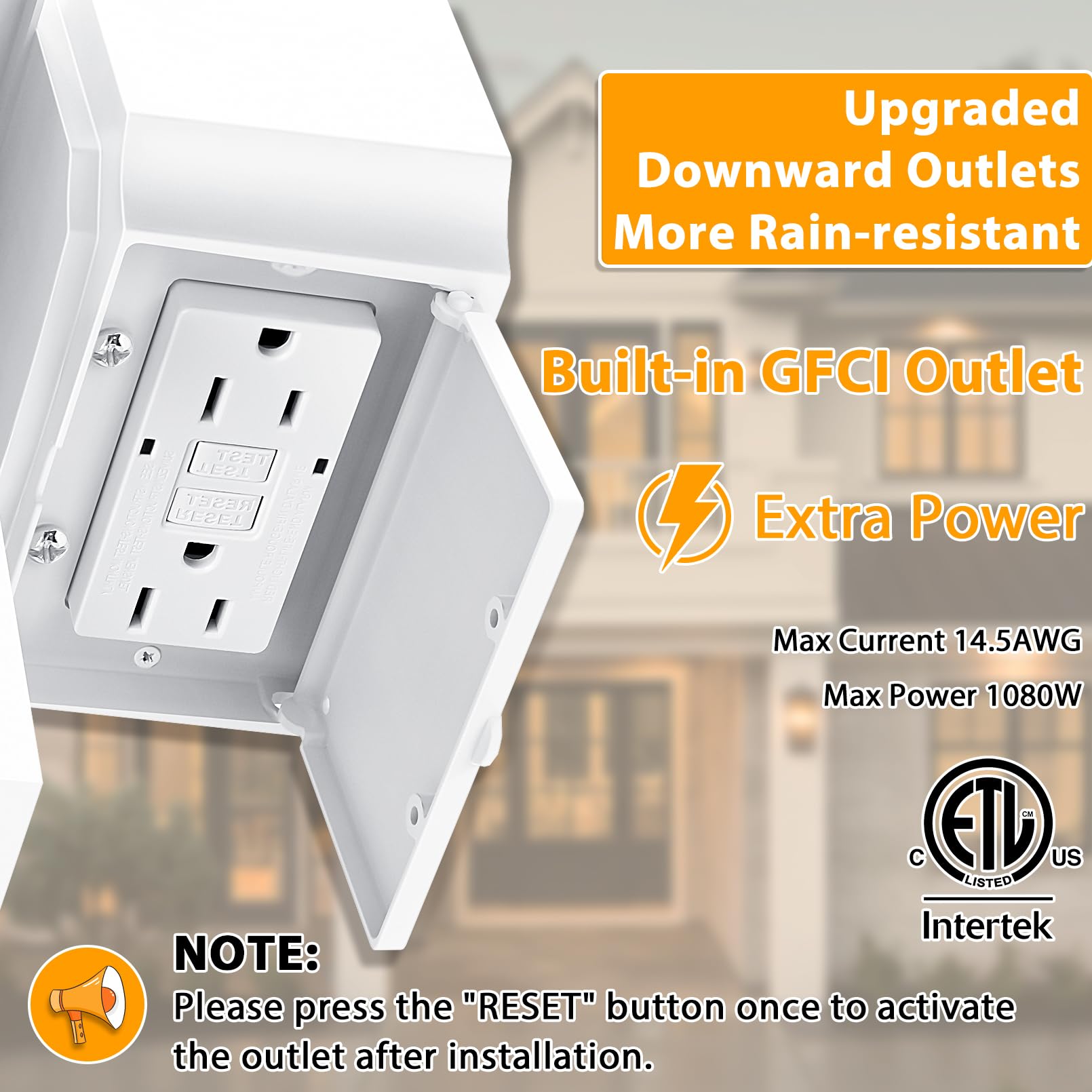 Apoto White Outdoor Porch Lights With Gfci Outlet, Waterproof Aluminum, Dusk To Dawn