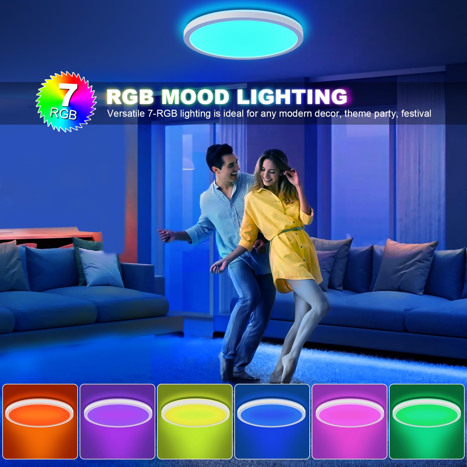 Lezoe Rgb Led Ceiling Light Dimmable With Remote Control  18W 1800Lm Color Changing Light Flush Mount Fixture  8.6 Inch 3000K-6500K Ceiling Lamp For Bedroom Kitchen Hallway Party Living Room