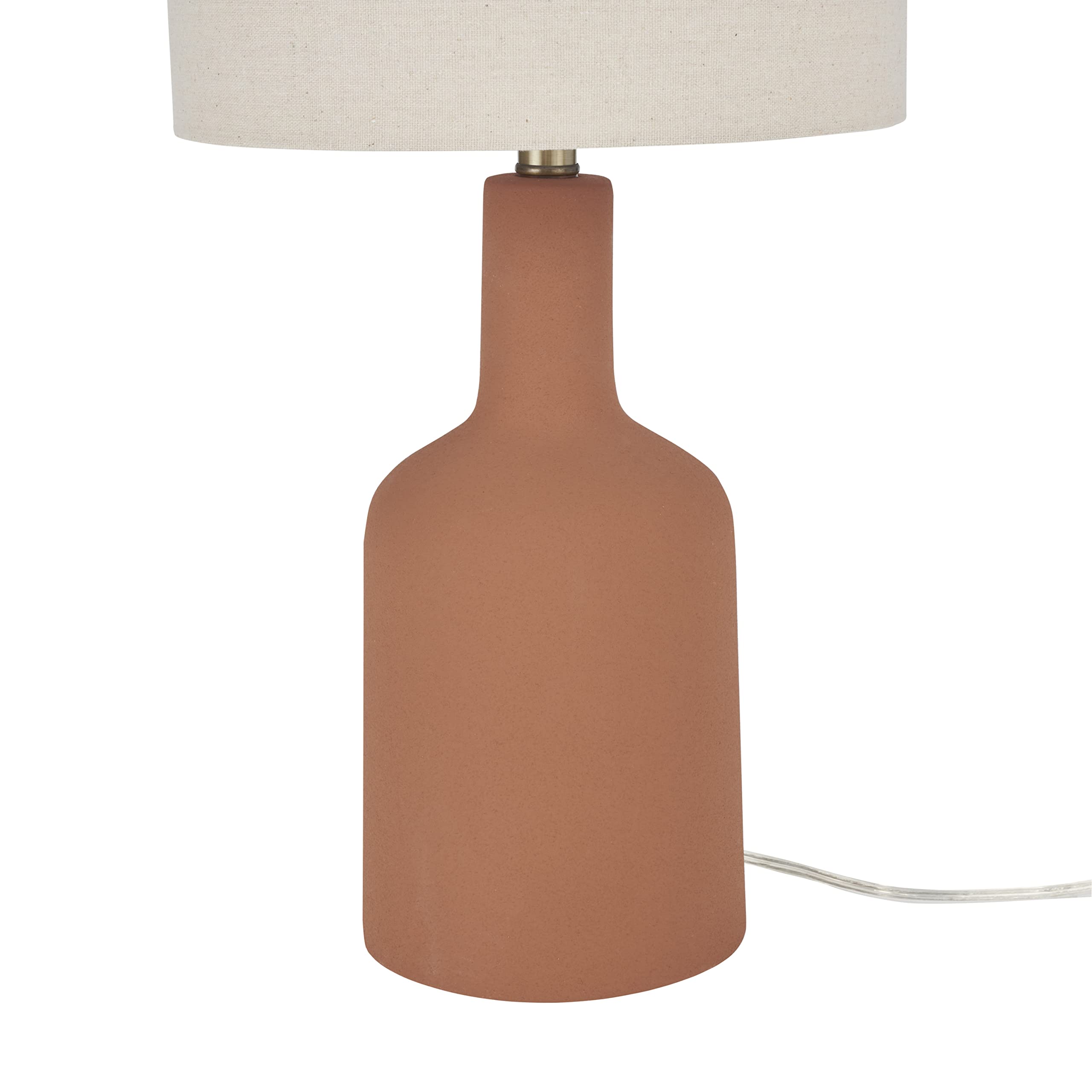 Nourison 22'' Orange Terracotta Ceramic Table Lamp For Modern, Transitional, Bedside Table, Living Room, Dining, Entryway