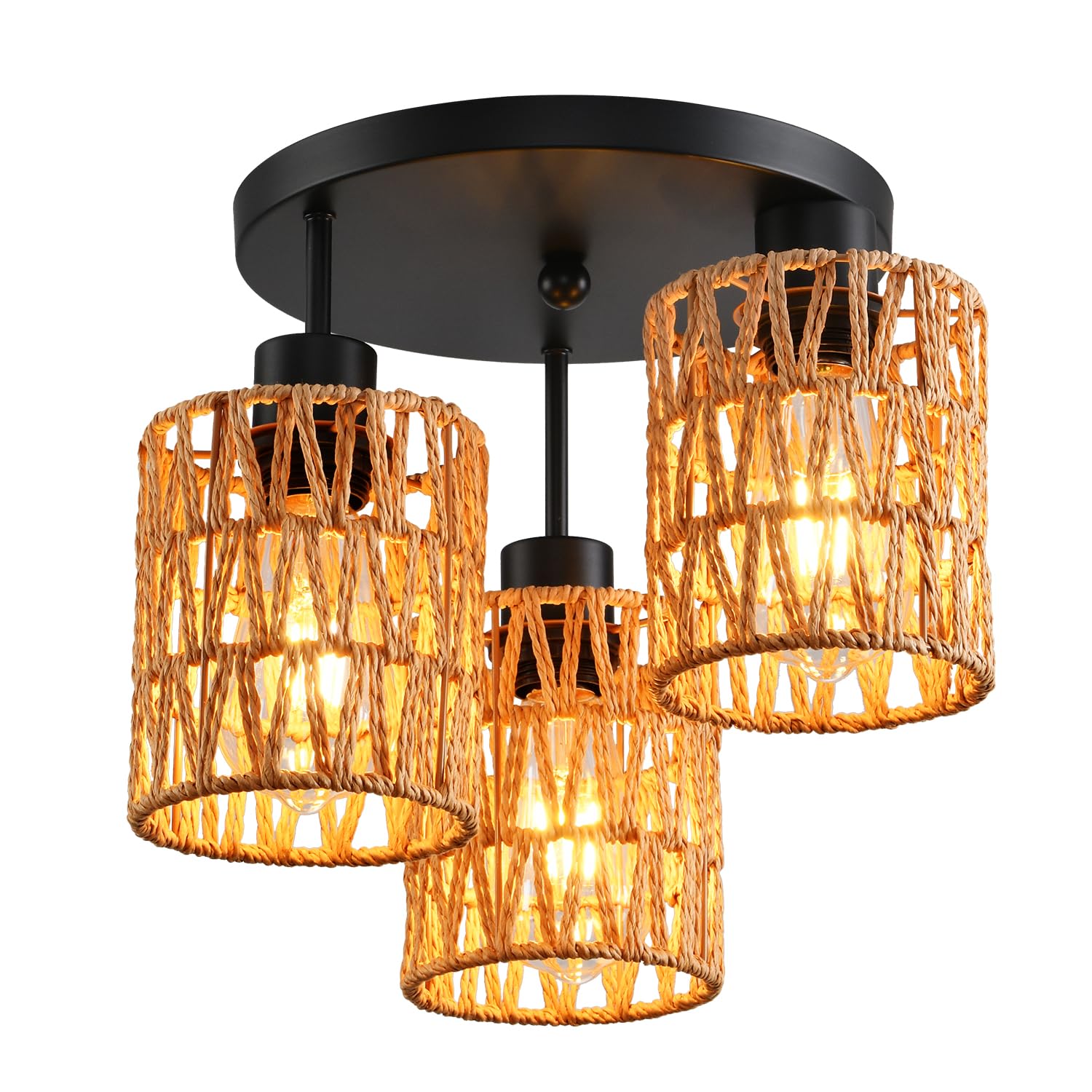 SHIWEIDA 3 Lights Industrial Ceiling Light Fixtures,Iron Cage Ceiling Lamp Pendant Lighting,3-Light Close to Ceiling Light Fixtu