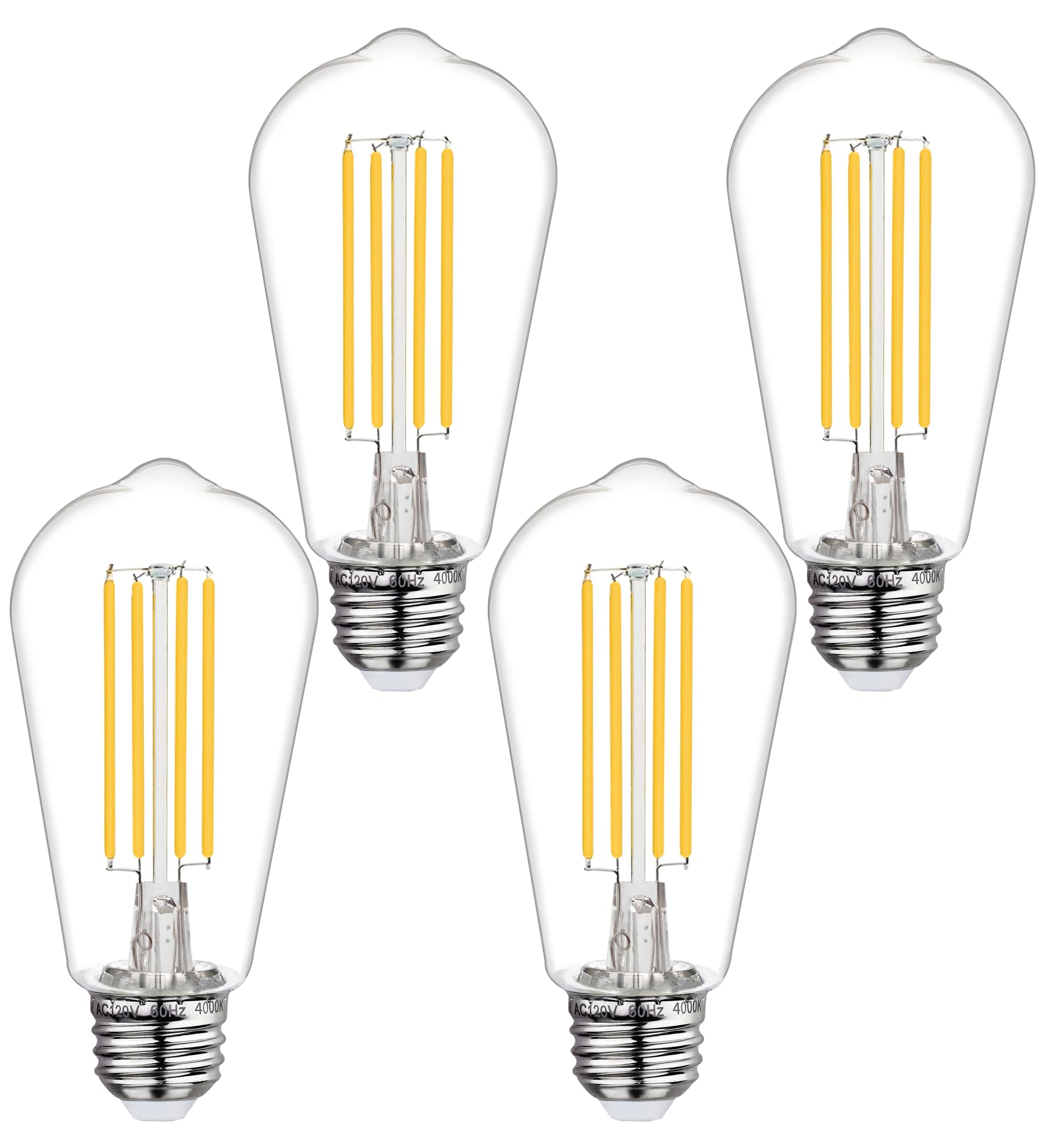 Vintage LED Edison Bulbs, 6W, Equivalent 60W, Non-Dimmable, Warm White 2700K, 800Lumens, ST58 Antique LED Filament Bulbs with 80