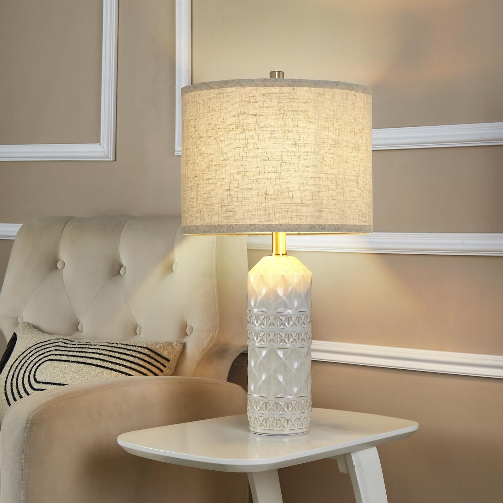 Set Of 2 Drum Lamp Shade 13'' Top X 13'' Bottom X 10'' High (Spider) Oatmeal Warm Color For Table Lamps & Floor Lamps Replacemen