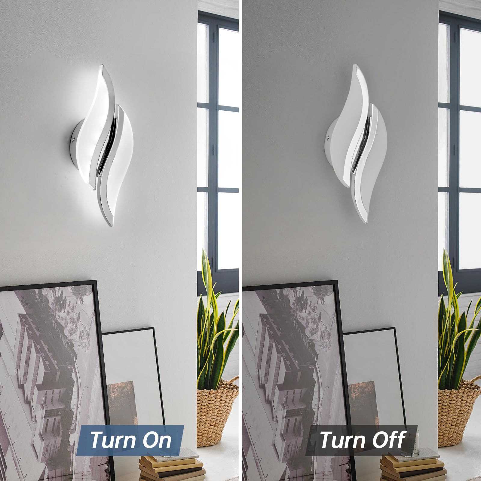 CANEOE Modern LED Wall Sconce, 6000K Acrylic Indoor Light, Chrome, 1 Pack, Model WL-YZCH-C