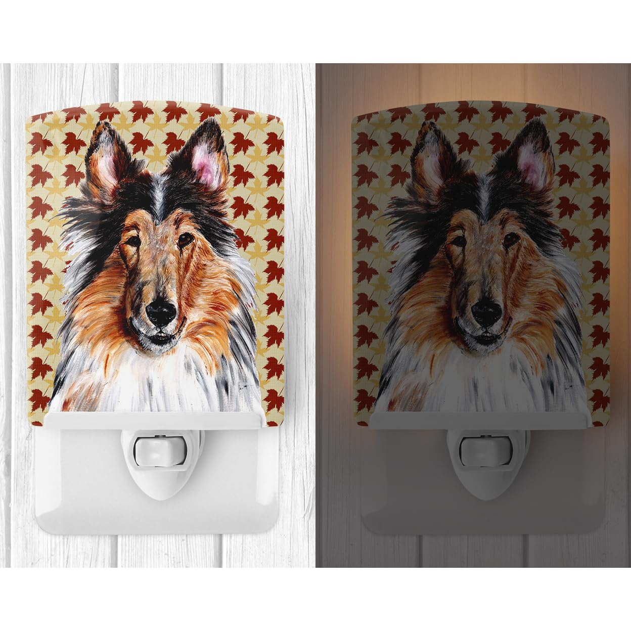 Carolines Treasures Night Light, Ceramic, Collie Design, 6x4x3in, Multicolor, Model SC9670CNL, UL-Certified for Bedroom, Bathroom, Nursery