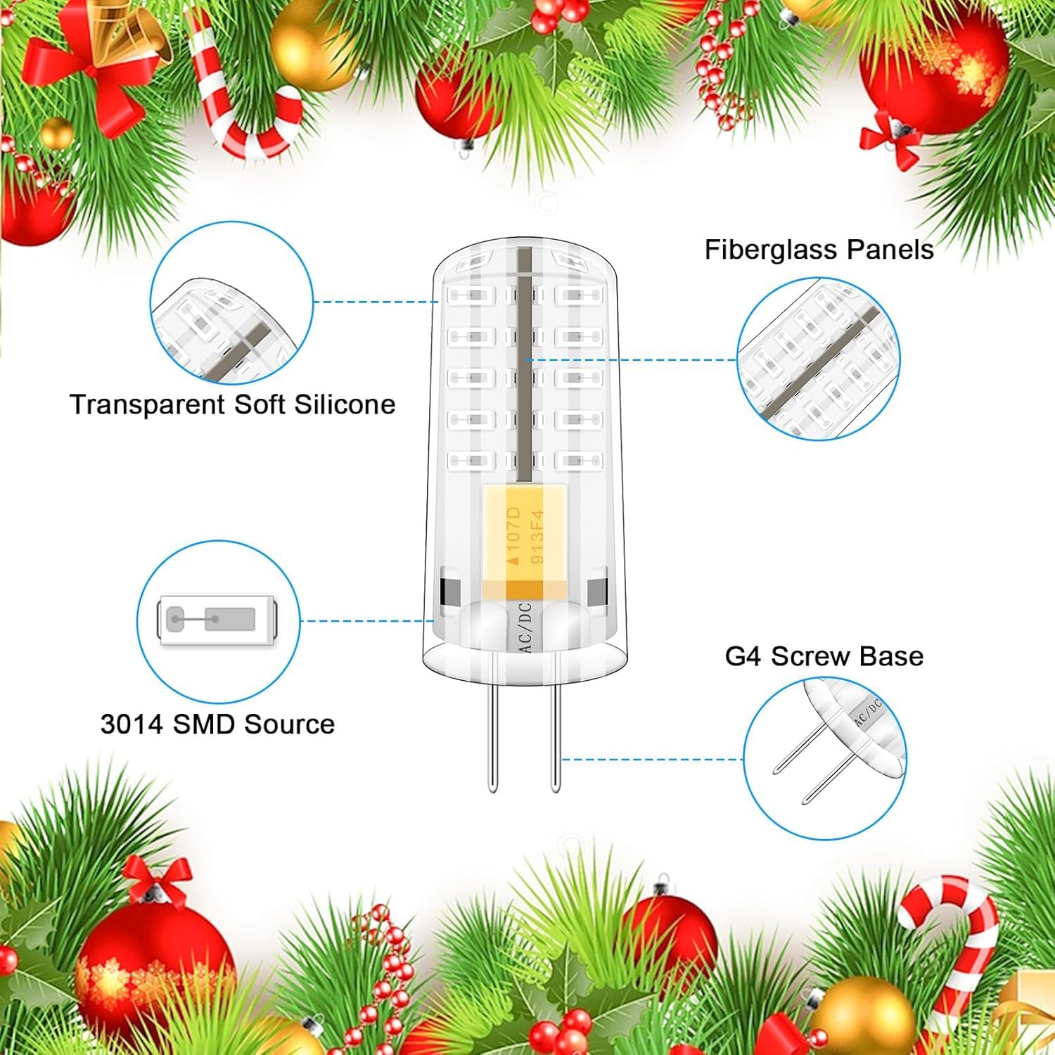Brolskun Low Voltage Landscape Lighting Color For Christmas Holidays Halloween Lights G4 12V Led Green Light 2W Ac/Dc 12V Equivalent 20W  5-Pack