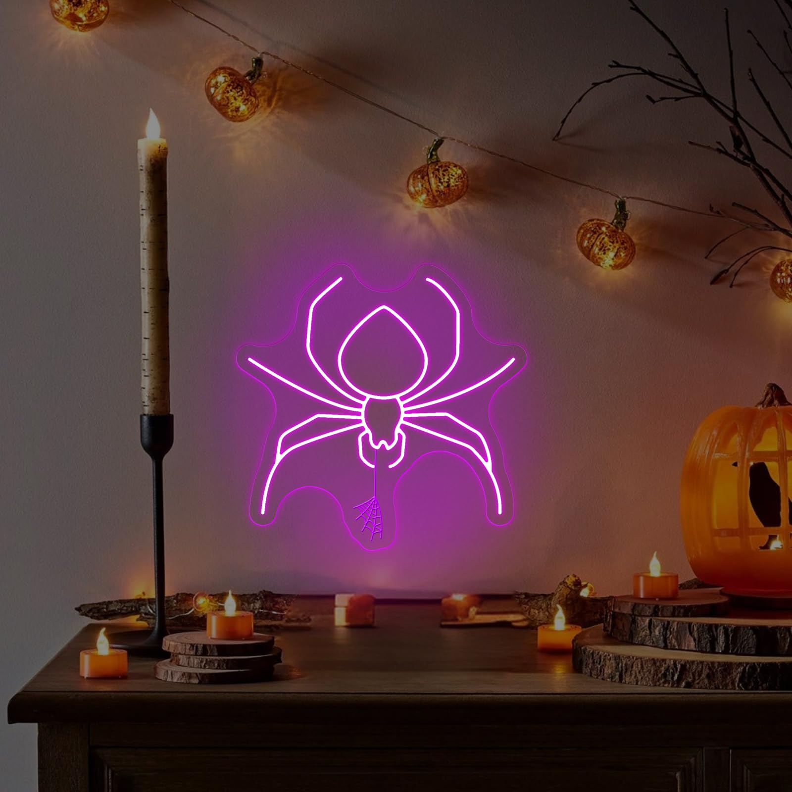 Spider Neon Sign  Halloween Animal Neon Sign  Spooky Halloween Decor Wall  Led Spider Neon Lights For Room Game Kids Room Man Cave Party Decor Gift Birthday Party Supply Bar
