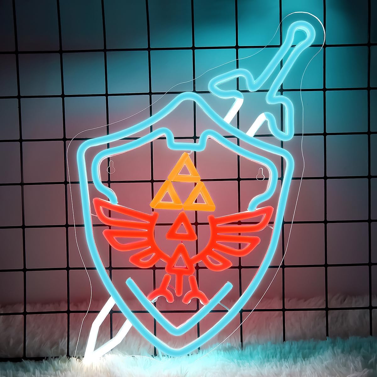 FTMGGDG Neon Sign, decorative replica cutting edge & Shield LED Wall Decor, USB Powered, 16.53 x 11.02 inches, Model FMXD031