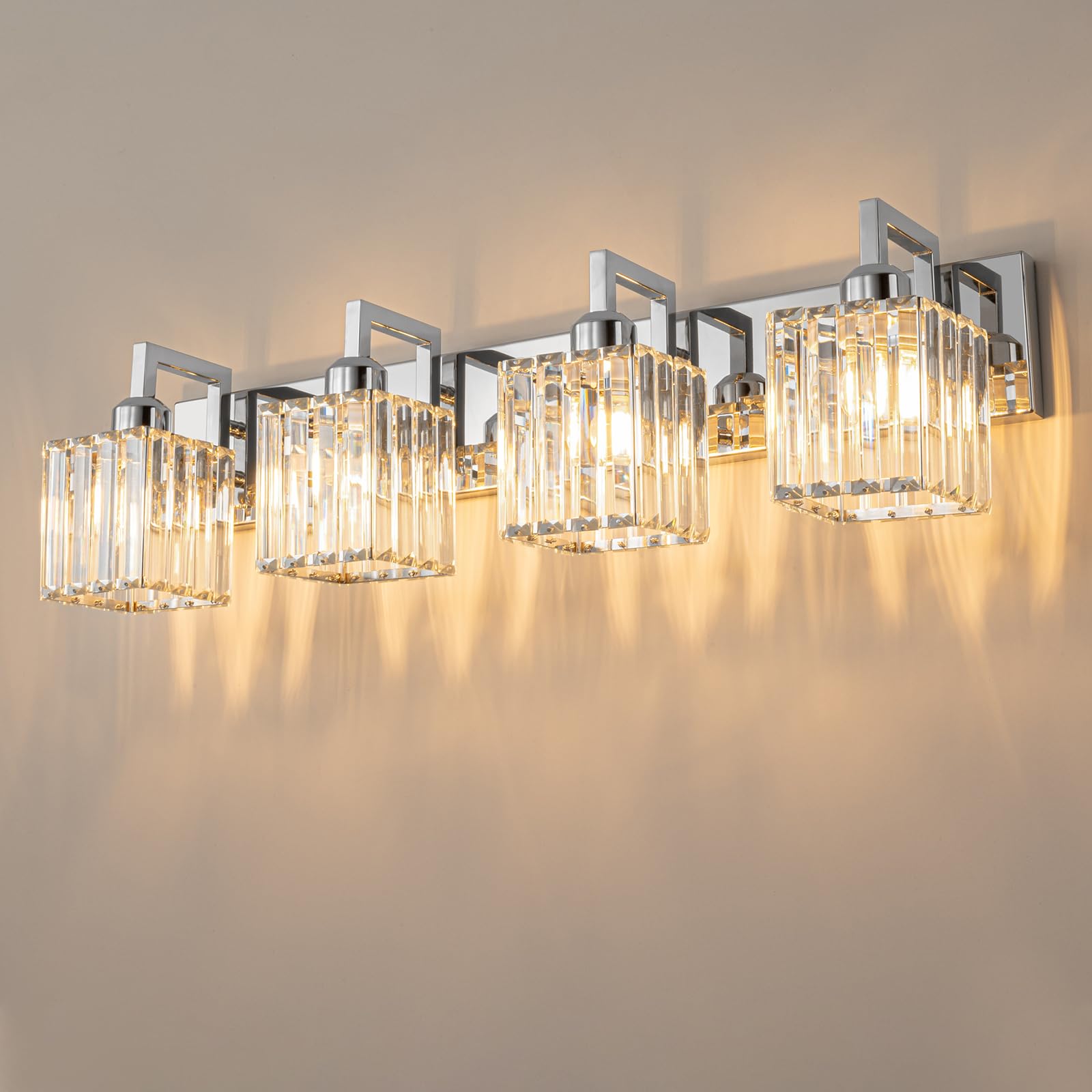 FDPBY Modern Bathroom Vanity Light 4-Light Chrome Crystal Wall Lamp JW-003