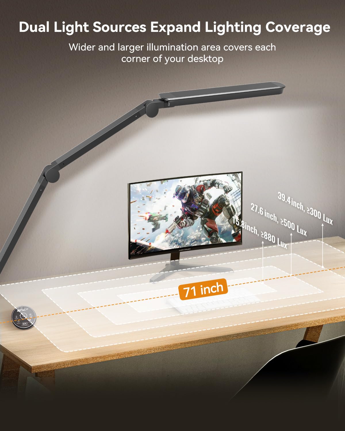 Led Desk Lamp With Clamp, Architect Desk Lamp With Dual Led Light, Flexible 3 Sections Swing Arm Desk Light, Stepless Dimming Re
