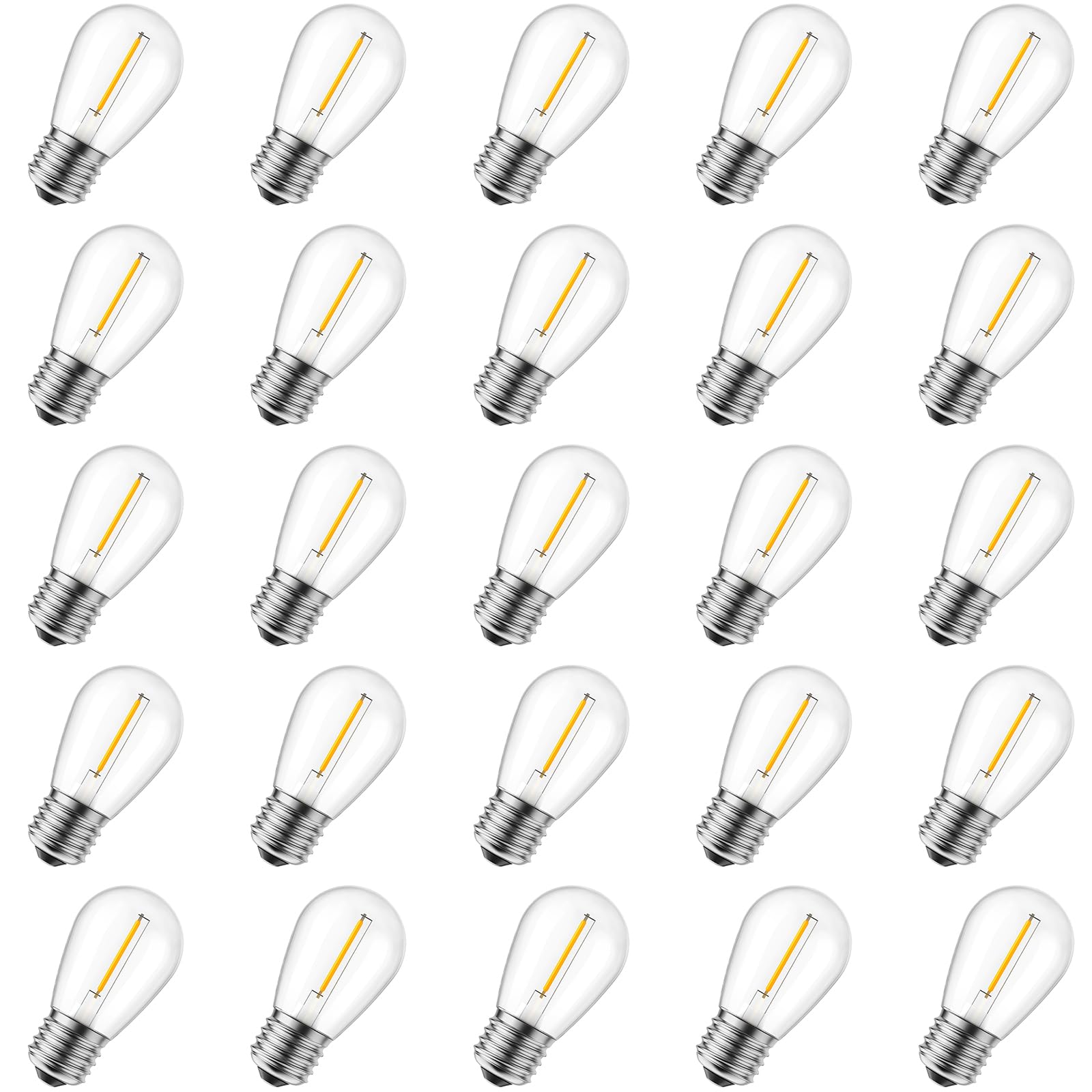 Minetom 25 Pack S14 Led 0.6W Replacement Light Bulbs, Outdoor String Light Bulbs Equivalent To 11W Incandescent Bulb, Shatterpro