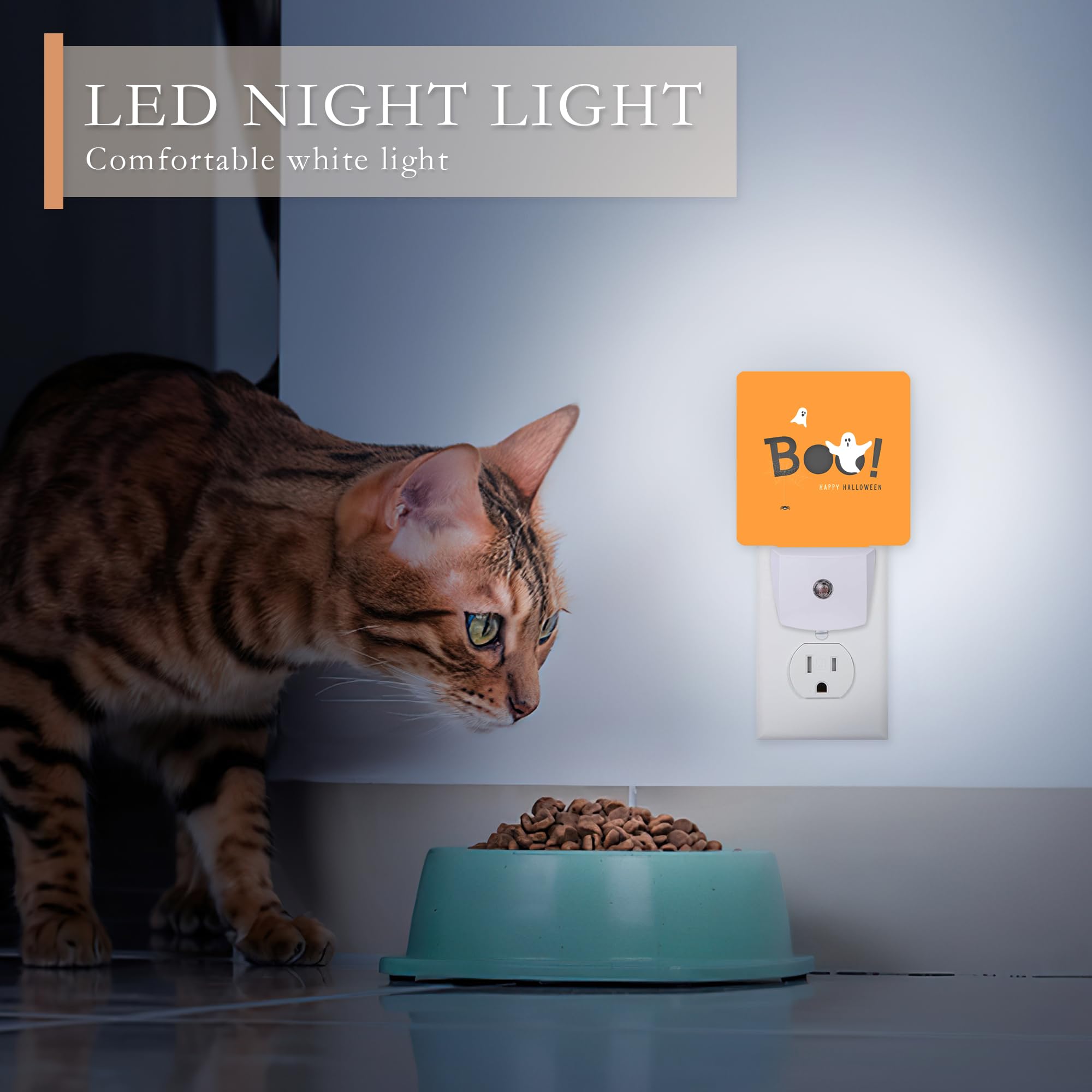 Aowula Happy Halloween Night Light,Boo! Ghost Night Lights Plug Into Wall For Boys Girls Bedroom Decorative Half Round Nightlight Led Lamp 0.5W Sleep Friendly