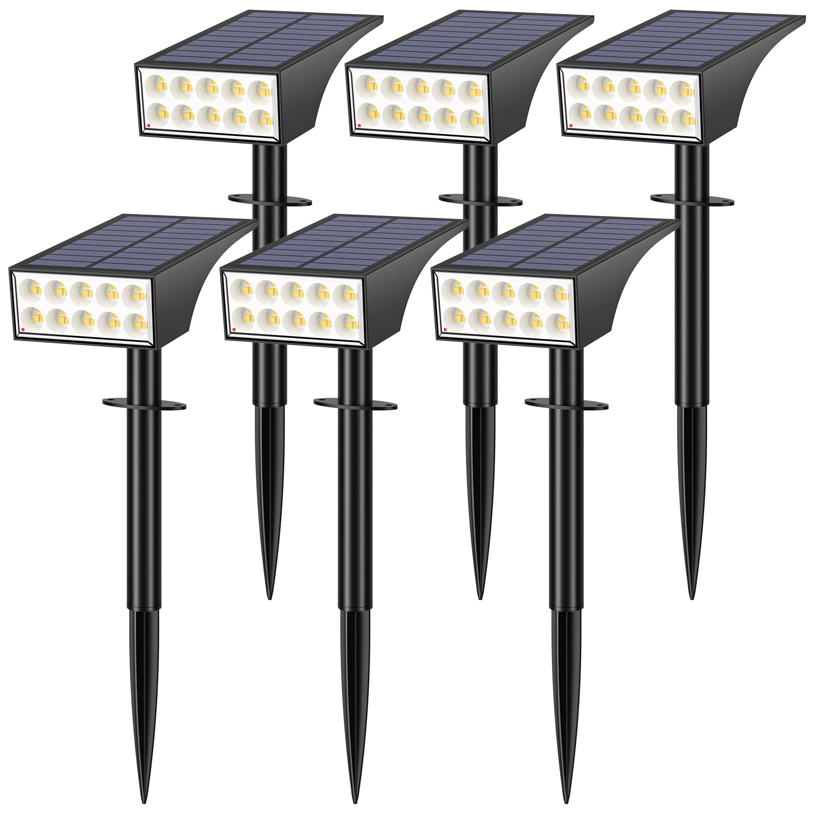 WENATY Solar Spot Lights Outdoor, Waterproof IP65, 4 Lighting Modes, 6 Pack, Warm White, for Yard and Garden
